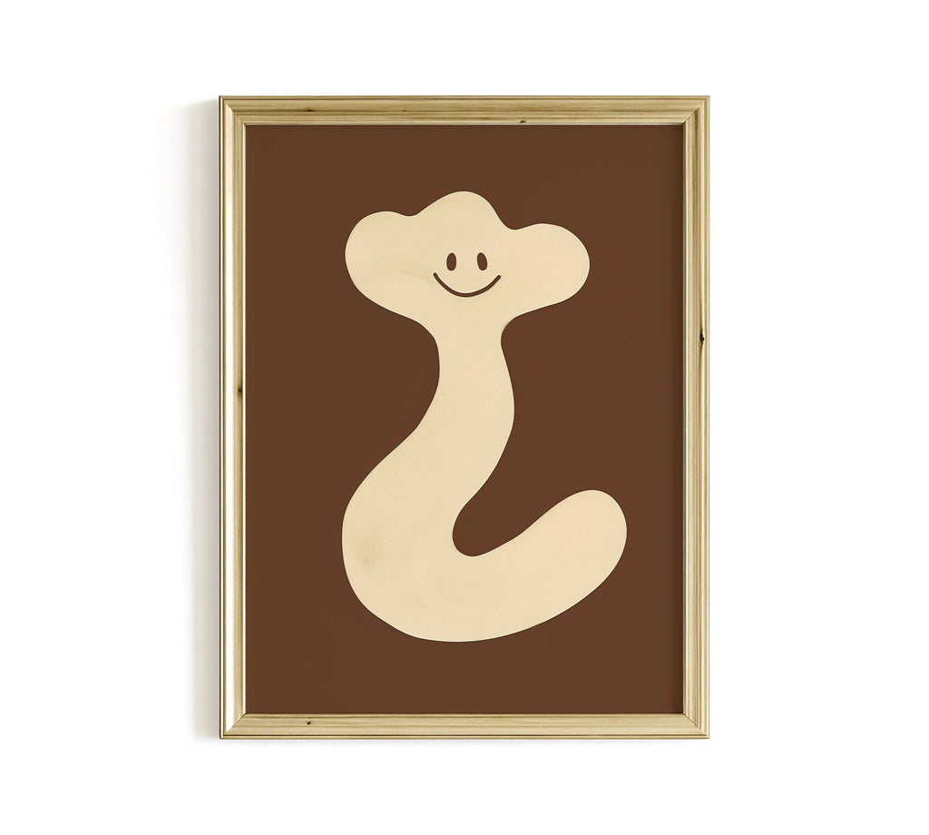 Cute Abstract Character Art Print for Playful Modern Decor