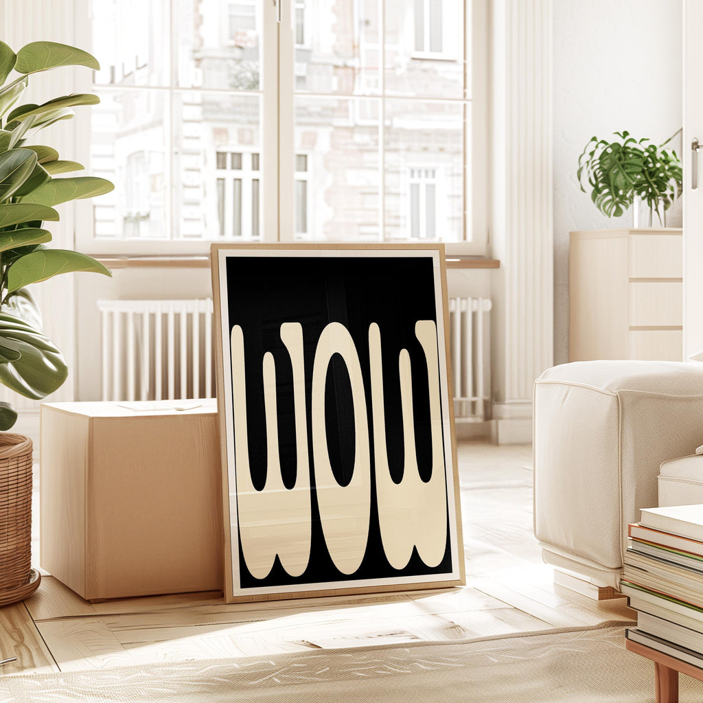 Black and Cream Abstract Art Print for Modern Wall Decor