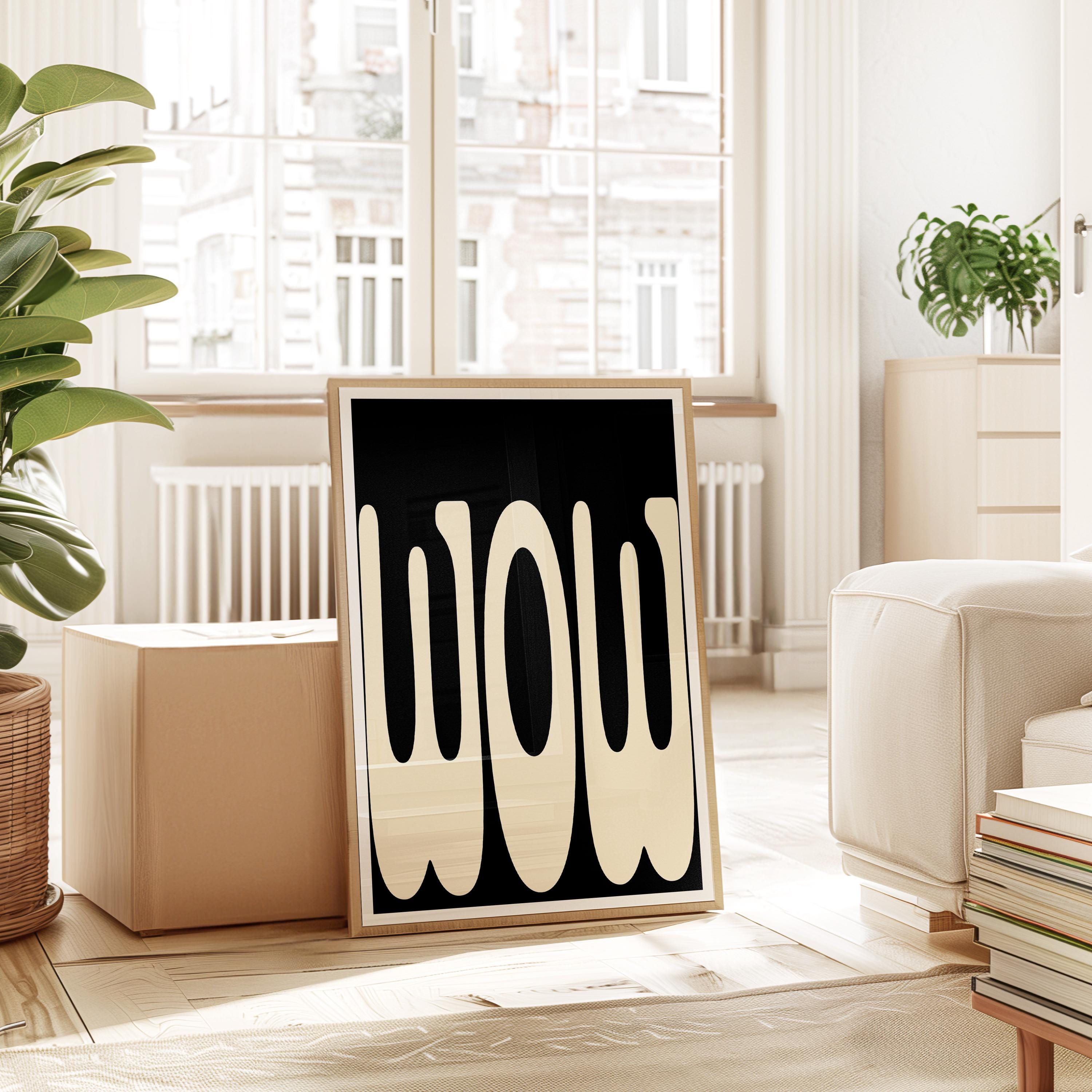 Black and Cream Abstract Art Print for Modern Wall Decor