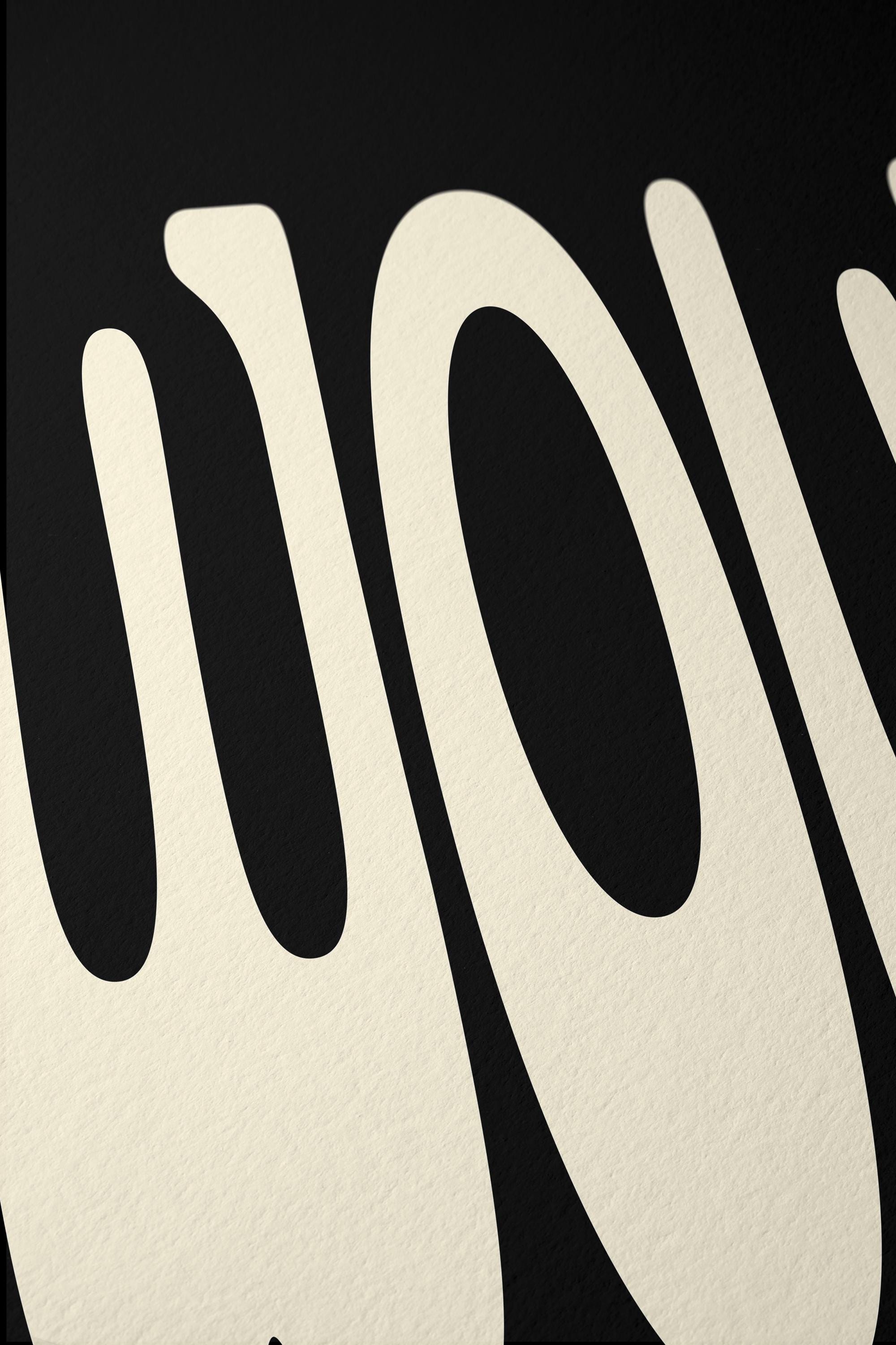Black and Cream Abstract Art Print for Modern Wall Decor