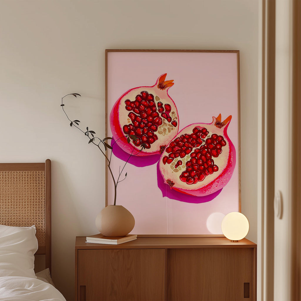 Pomegranate Art Print for Colorful Kitchen Decor