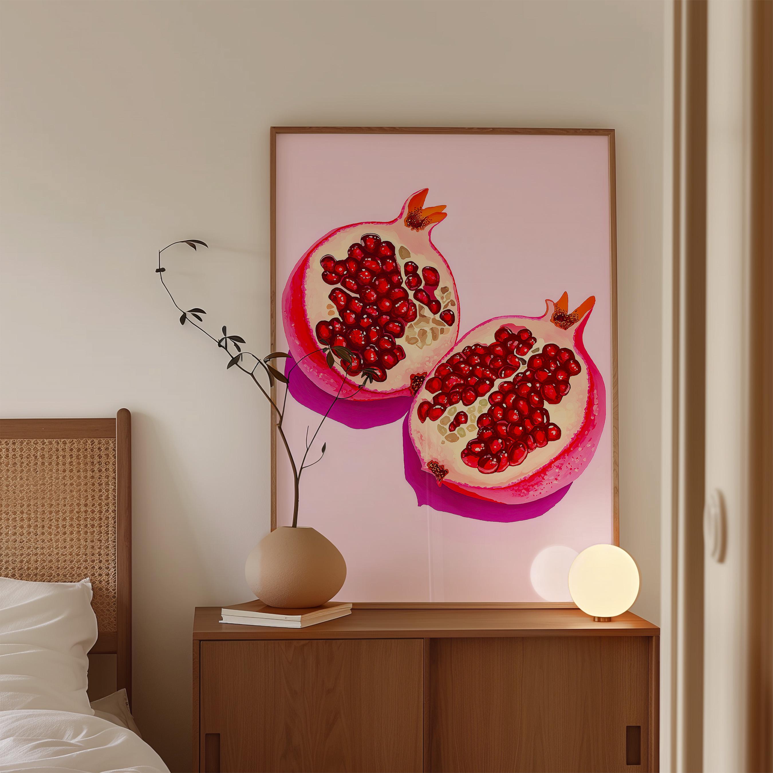 Pomegranate Art Print for Colorful Kitchen Decor
