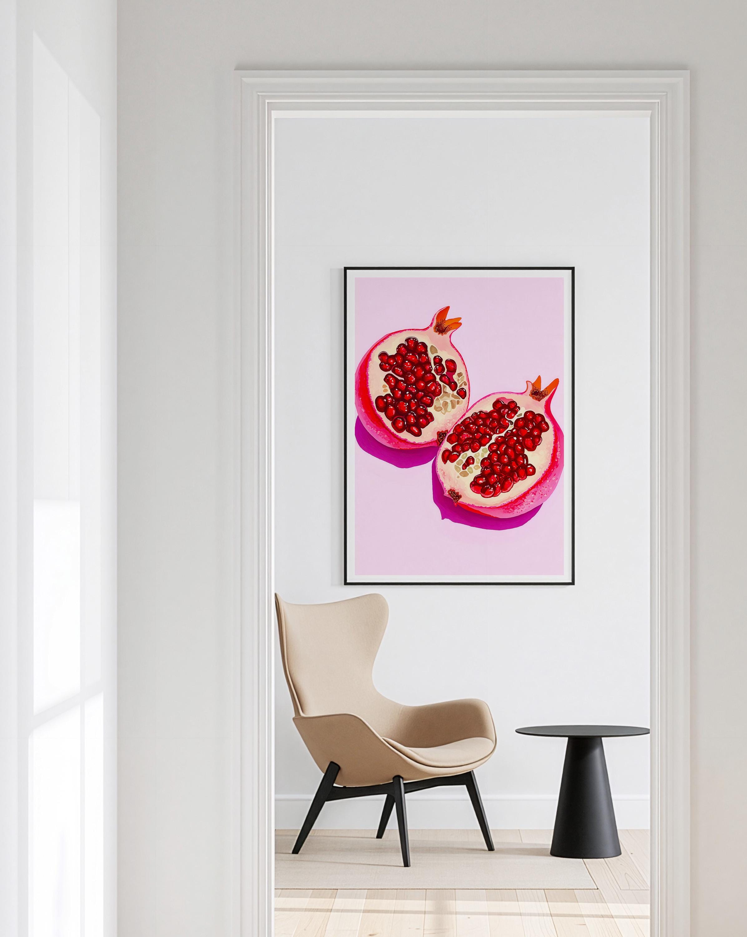 Pomegranate Art Print for Colorful Kitchen Decor