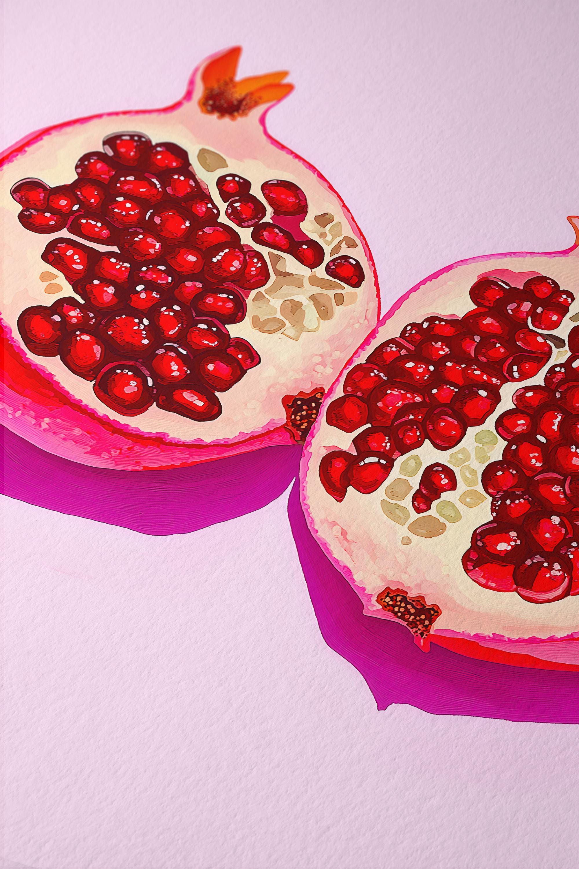 Pomegranate Art Print for Colorful Kitchen Decor