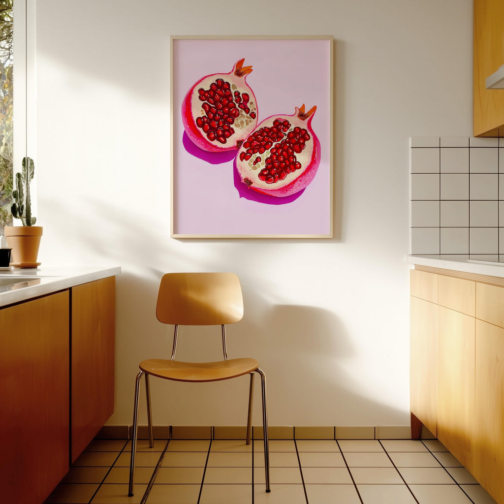 Pomegranate Art Print for Colorful Kitchen Decor
