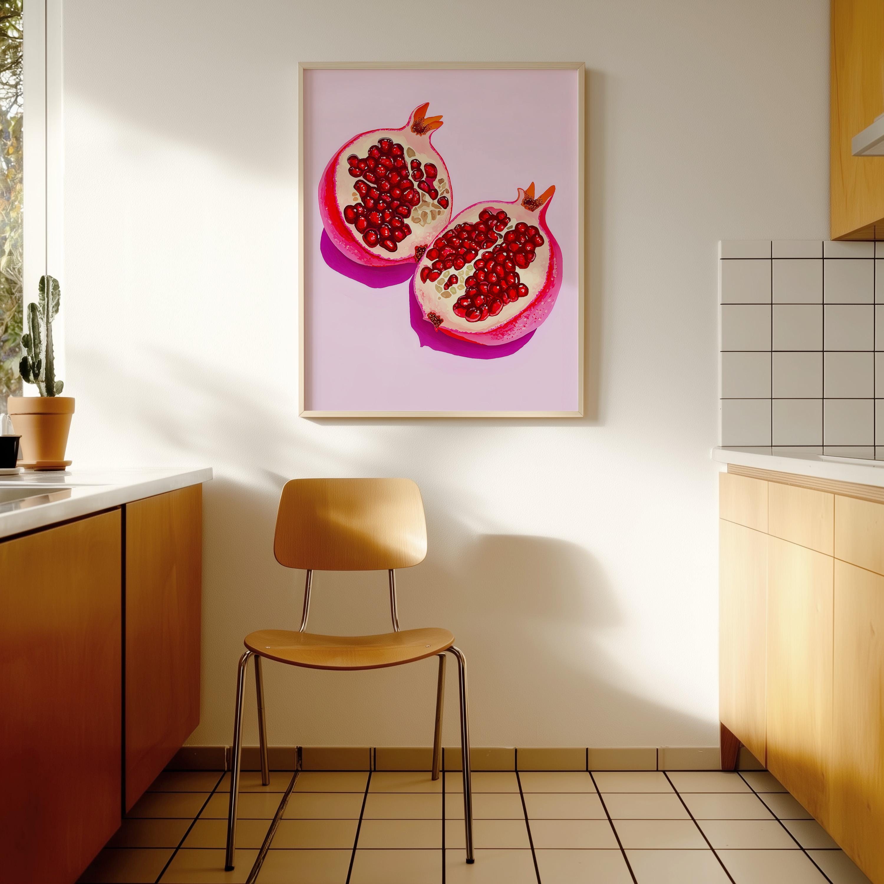 Pomegranate Art Print for Colorful Kitchen Decor