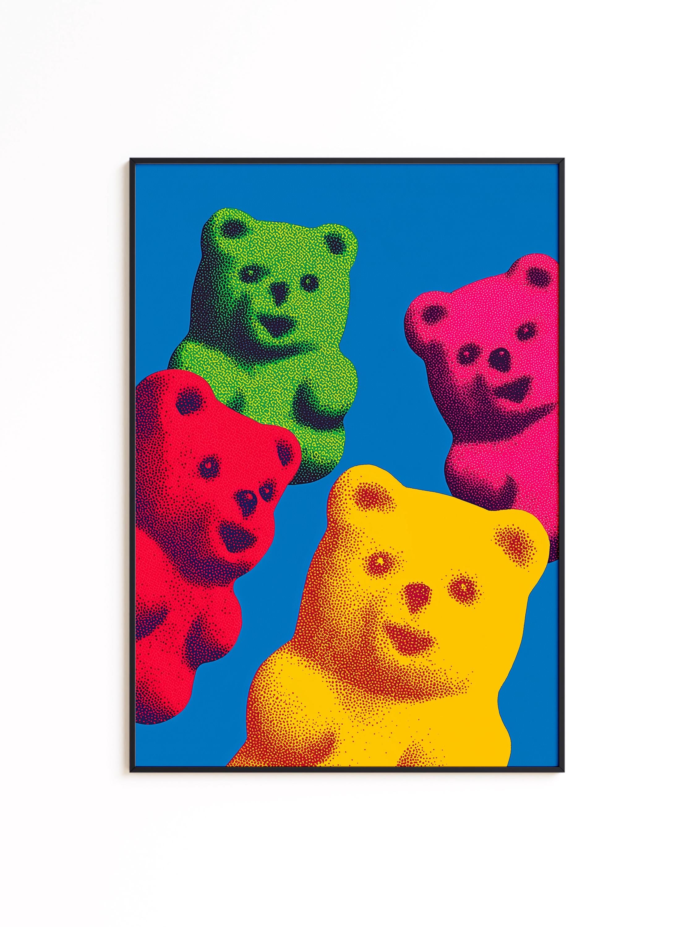 Colorful Gummy Bear Pop Art Print for Bold Modern Wall Decor