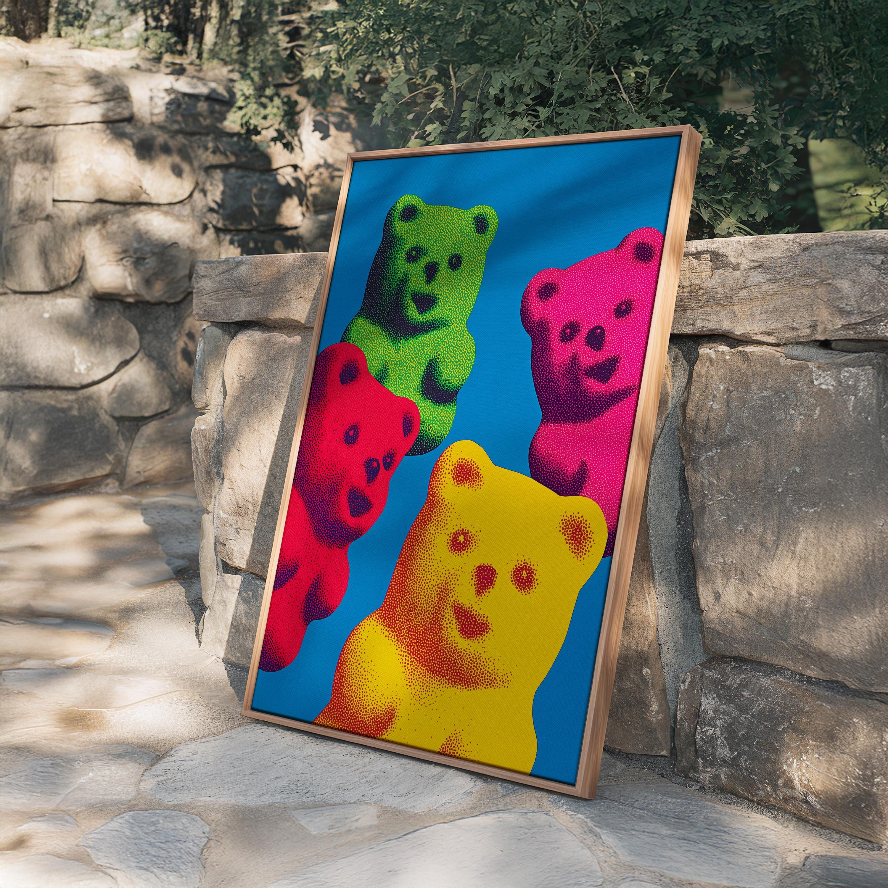 Colorful Gummy Bear Pop Art Print for Bold Modern Wall Decor