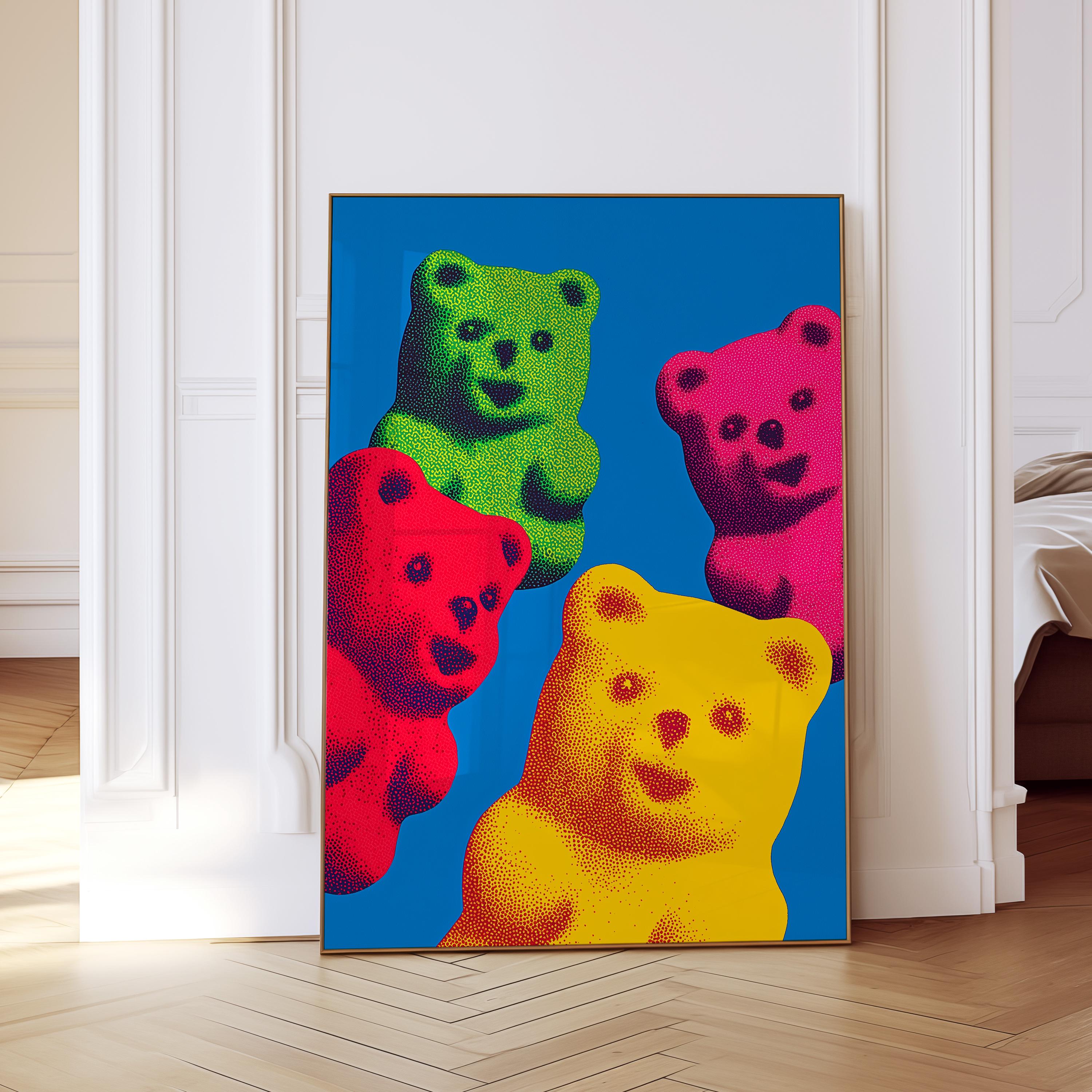 Colorful Gummy Bear Pop Art Print for Bold Modern Wall Decor