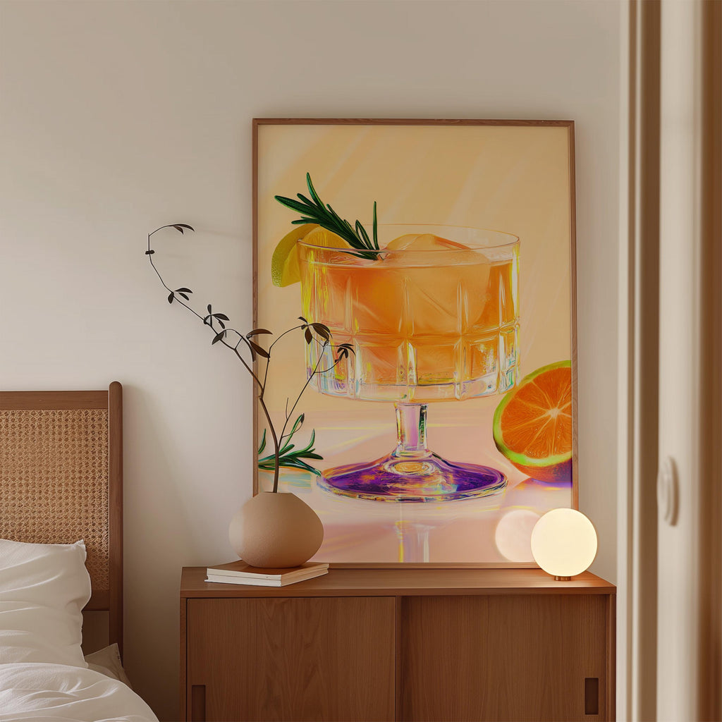 Orange Cocktail Wall Art Print for Kitchen and Bar Decor