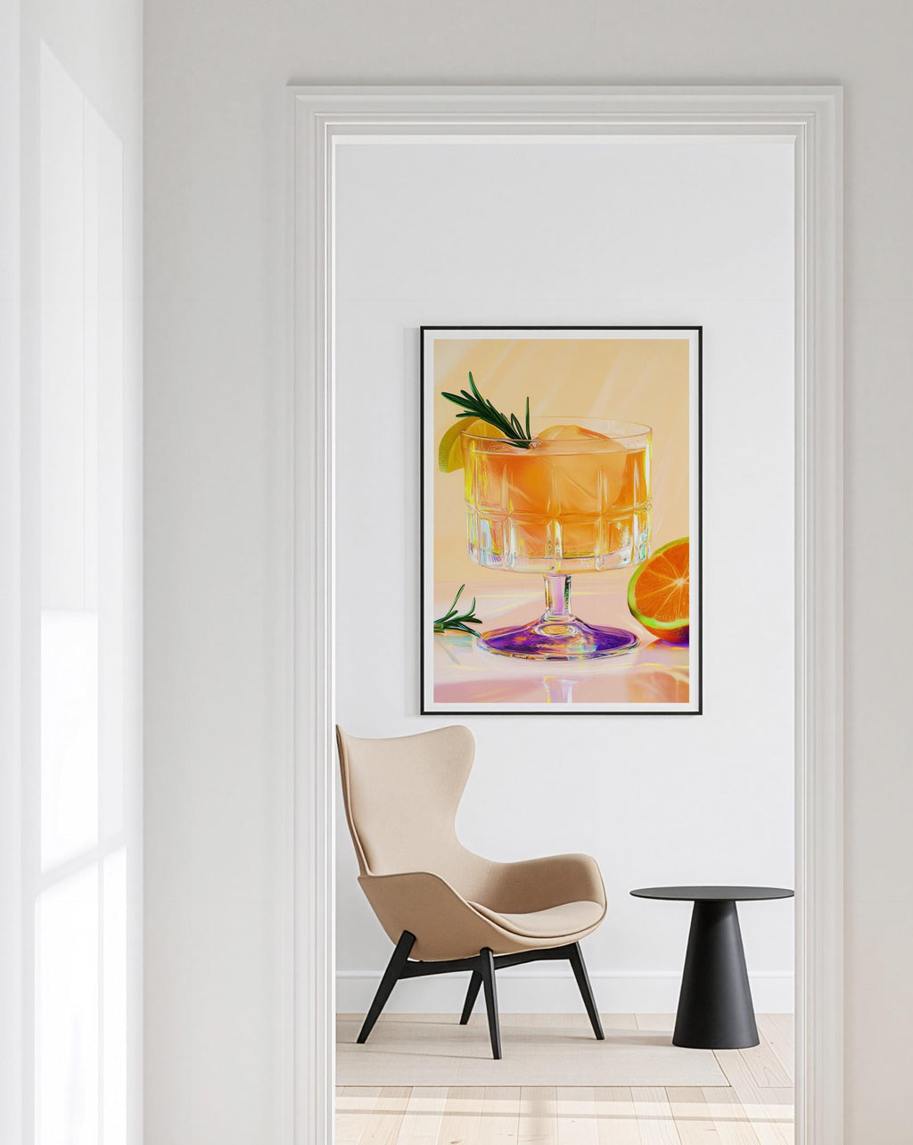Orange Cocktail Wall Art Print for Kitchen and Bar Decor