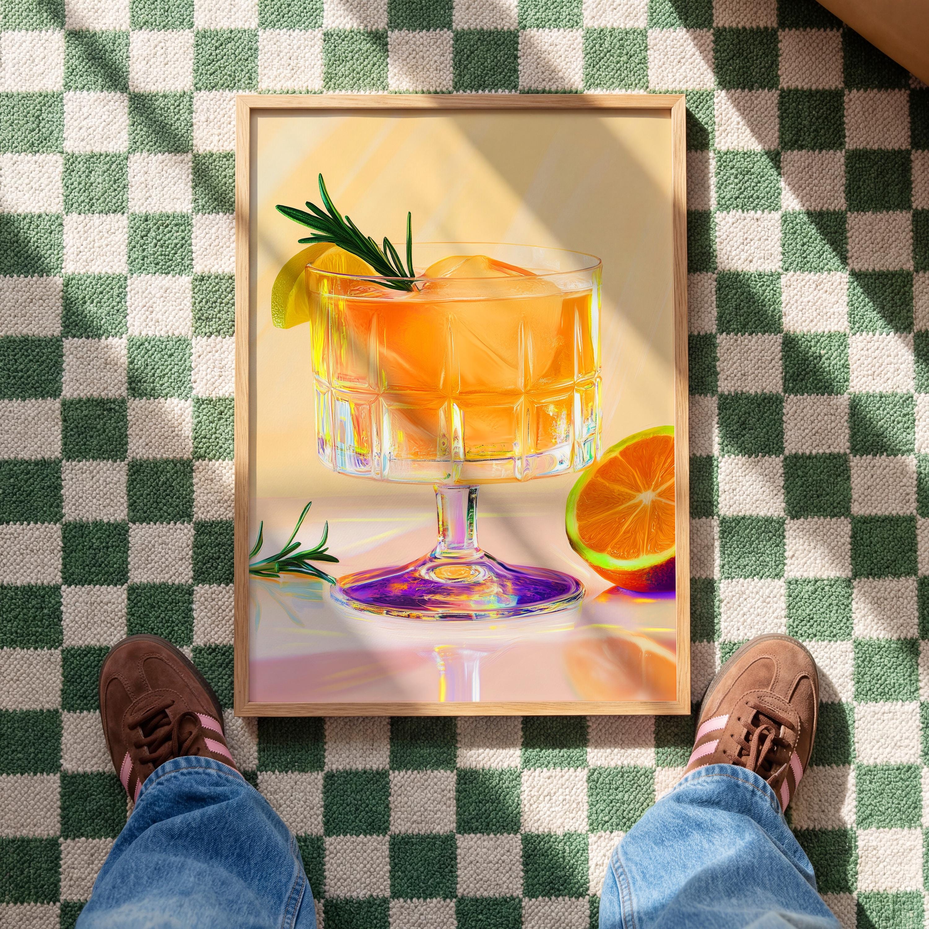 Orange Cocktail Wall Art Print for Kitchen and Bar Decor