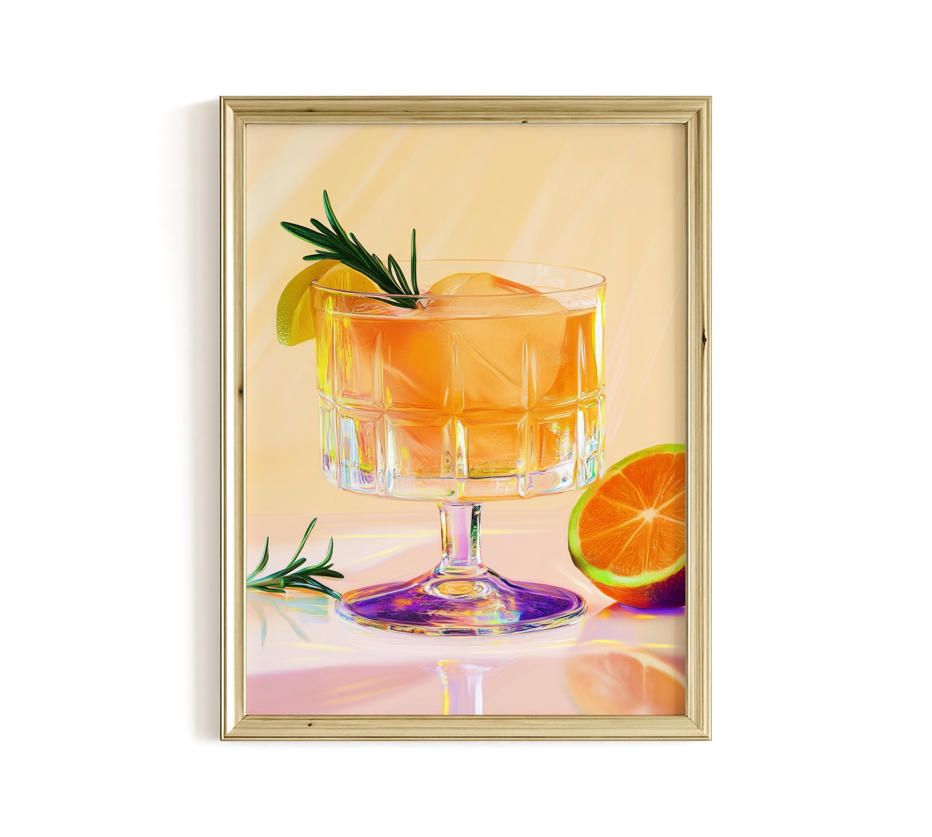 Orange Cocktail Wall Art Print for Kitchen and Bar Decor