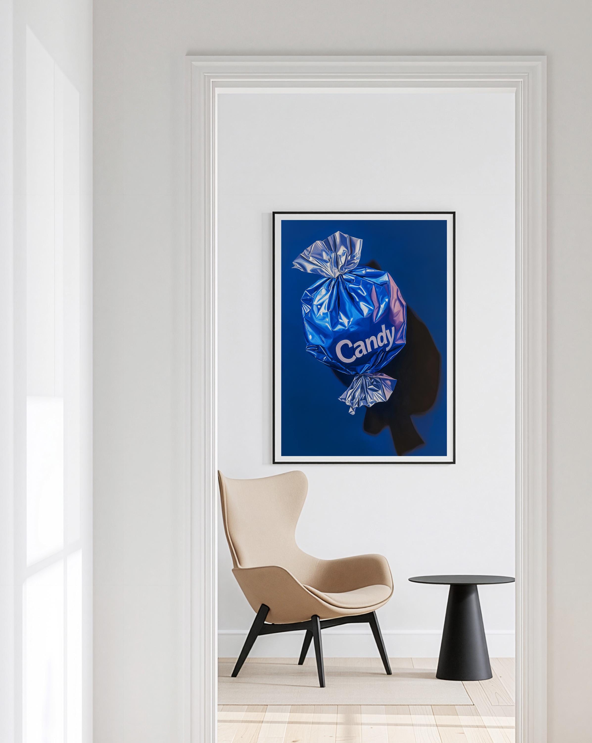 Blue Candy Pop Art Print for Bold Modern Wall Decor