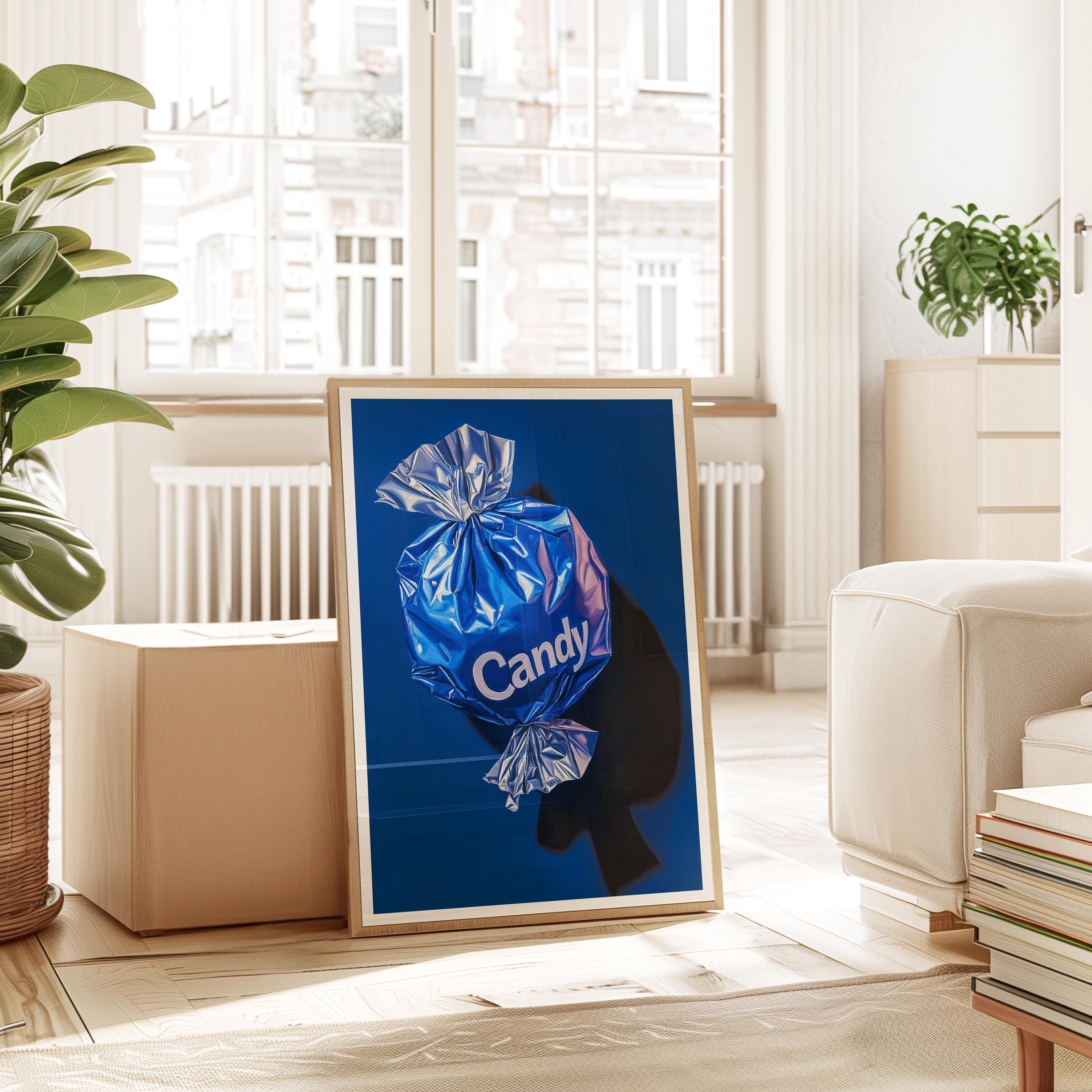 Blue Candy Pop Art Print for Bold Modern Wall Decor