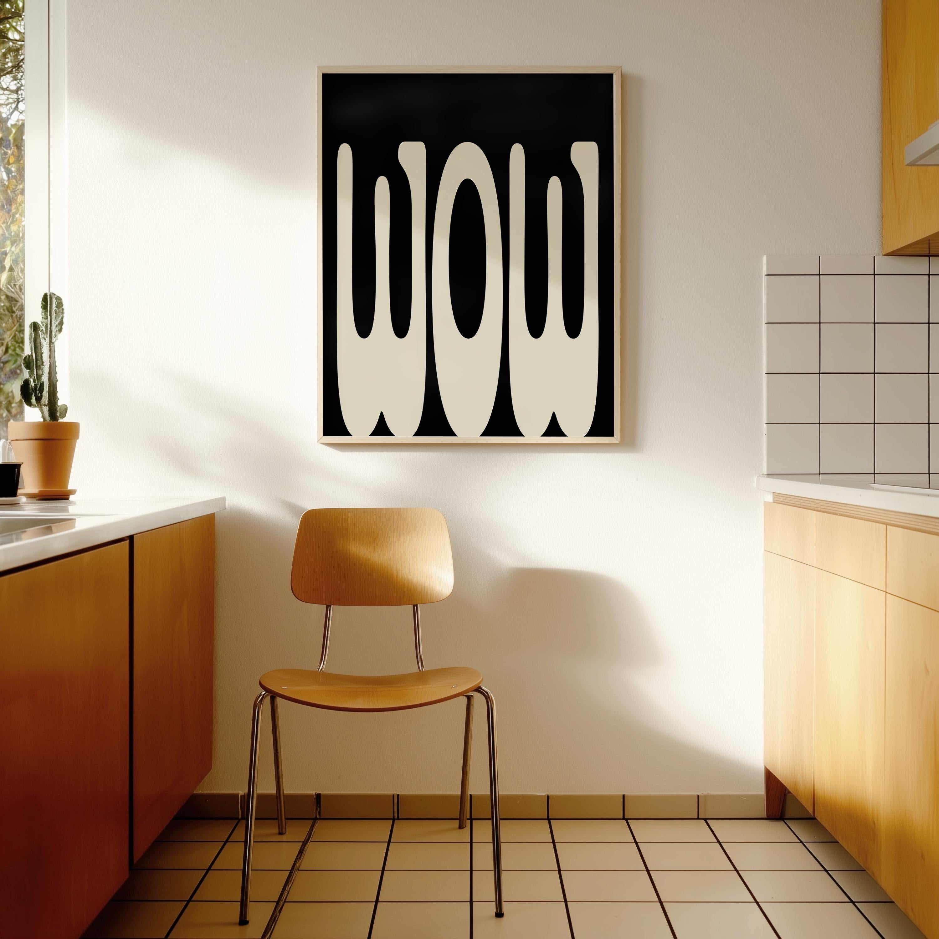 Black and Cream Abstract Art Print for Modern Wall Decor