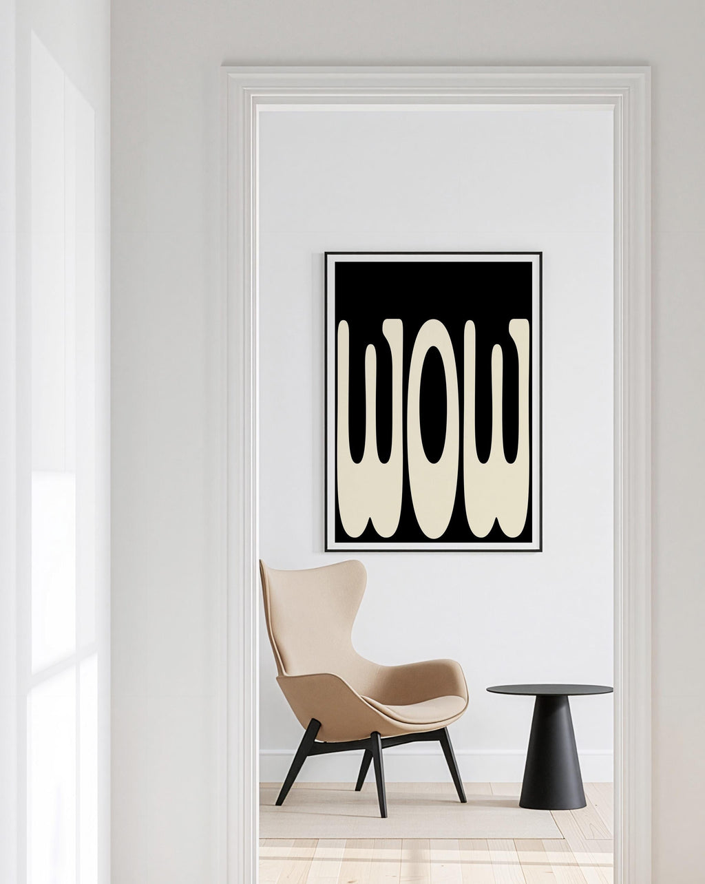 Black and Cream Abstract Art Print for Modern Wall Decor