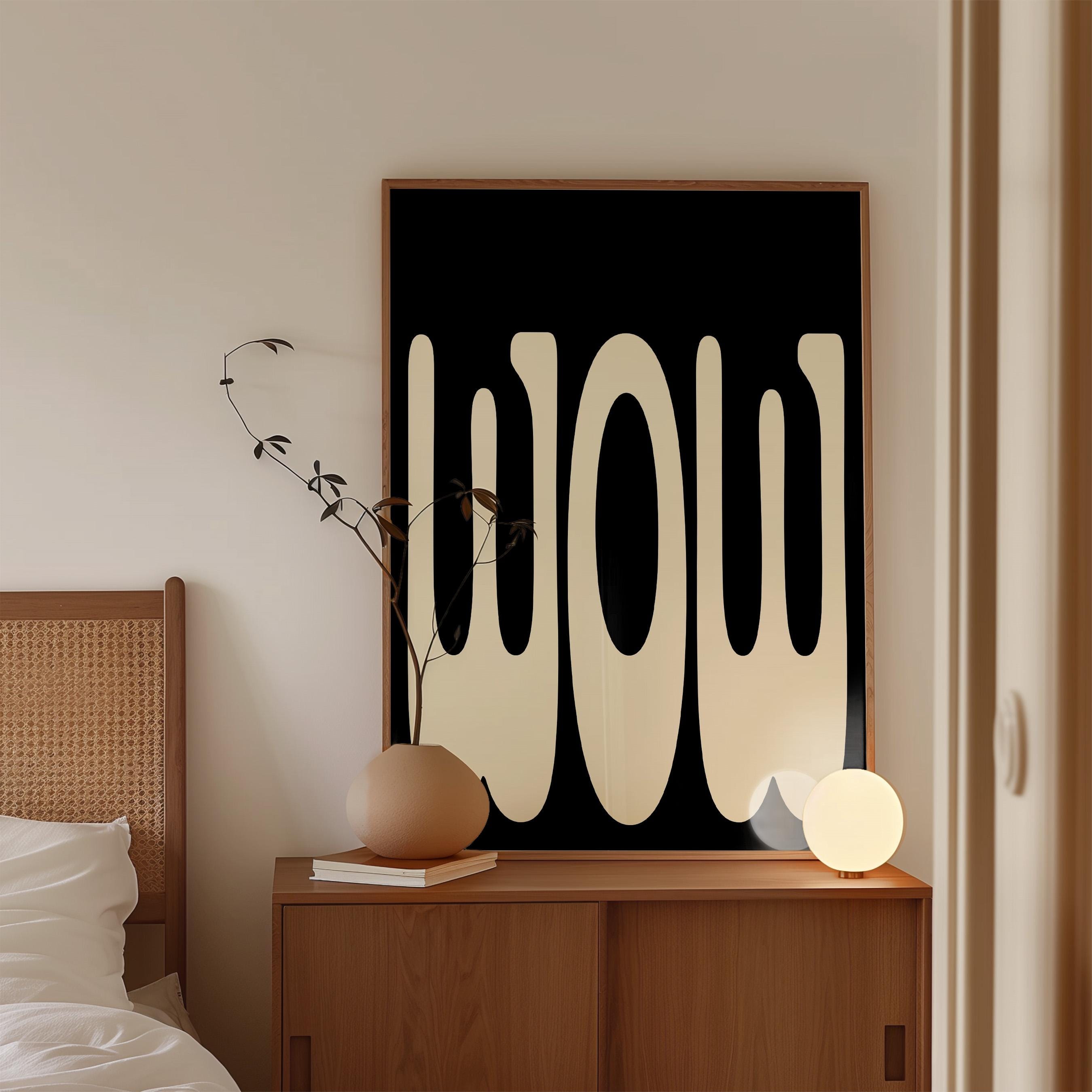Black and Cream Abstract Art Print for Modern Wall Decor