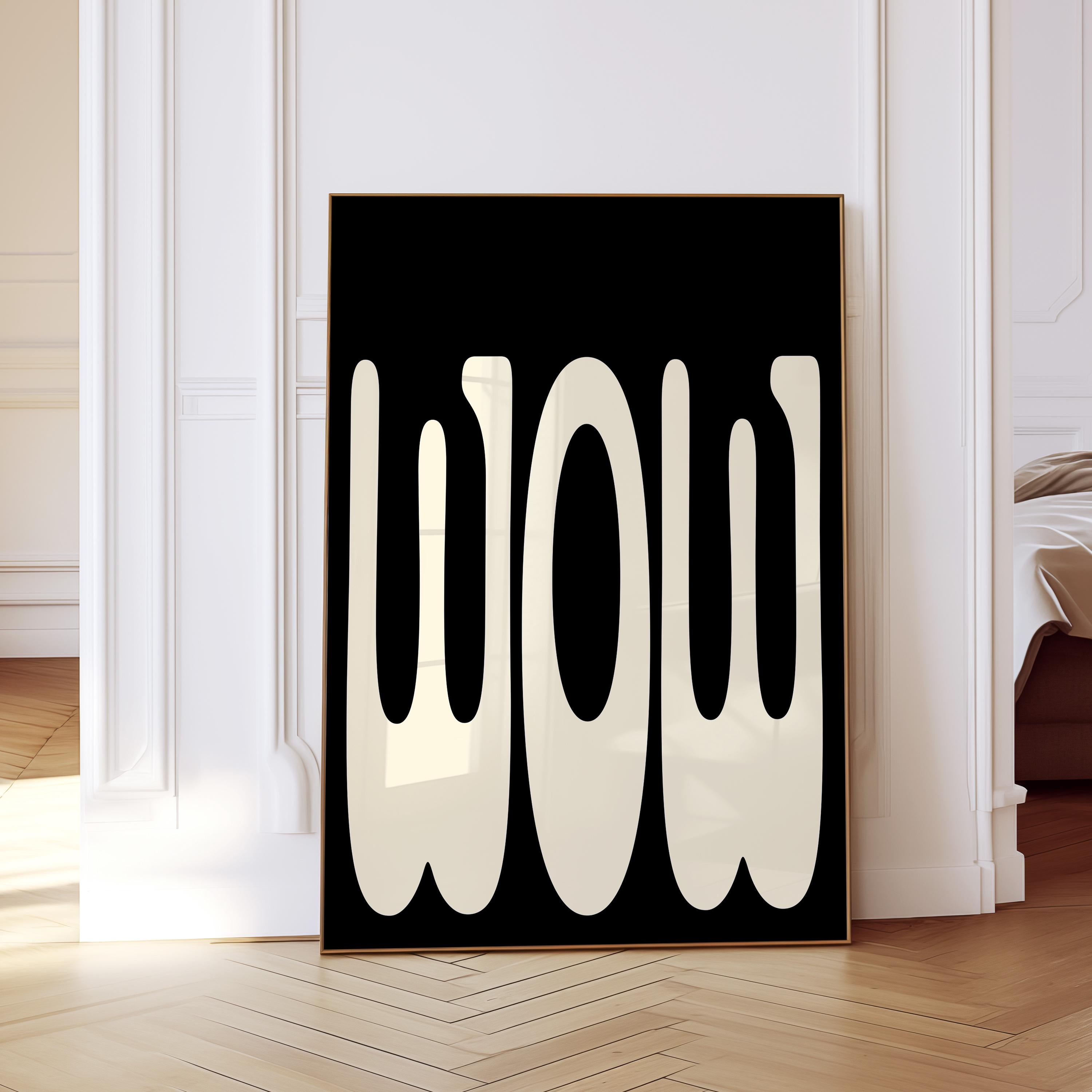 Black and Cream Abstract Art Print for Modern Wall Decor
