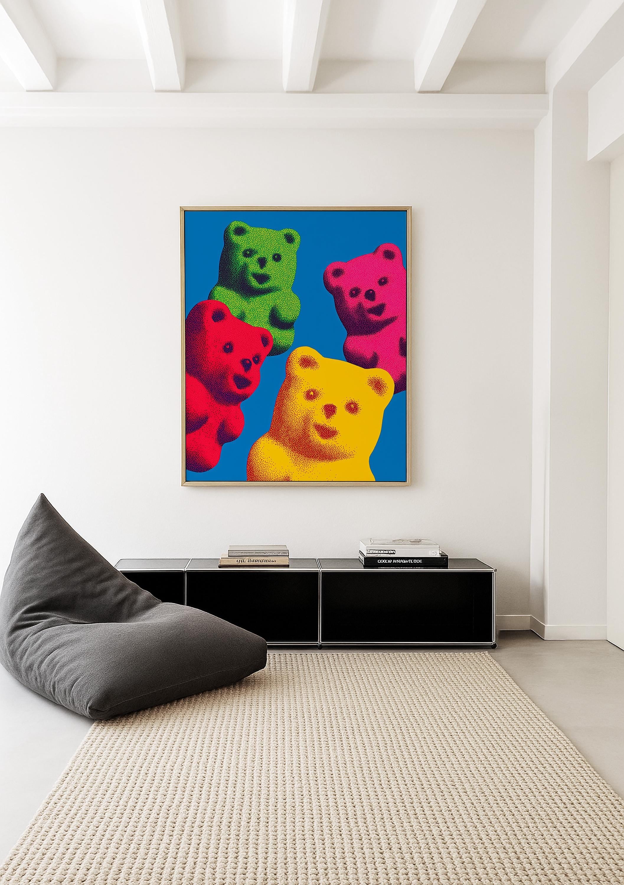 Colorful Gummy Bear Pop Art Print for Bold Modern Wall Decor