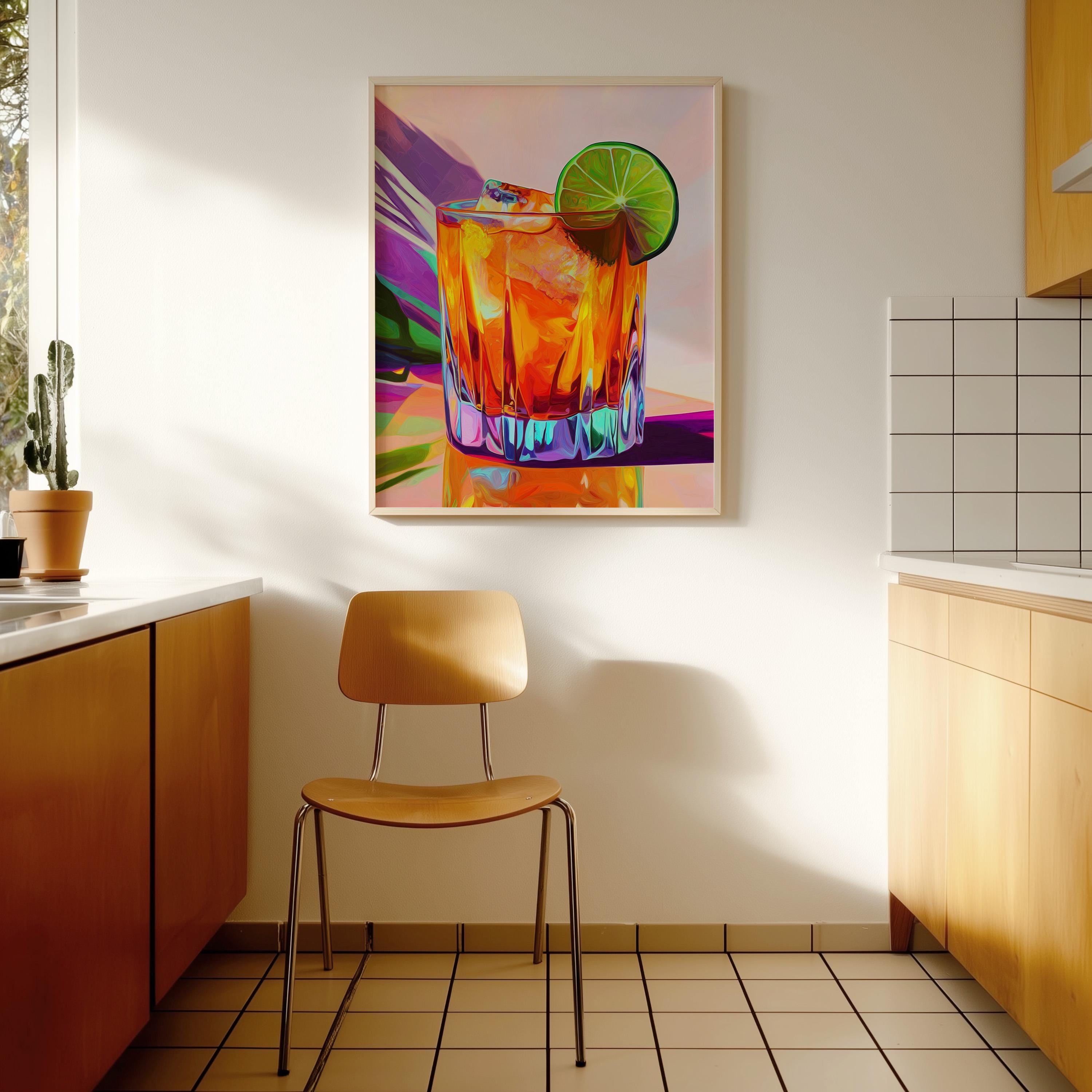 Citrus Cocktail Art Print for Colorful Bar Decor
