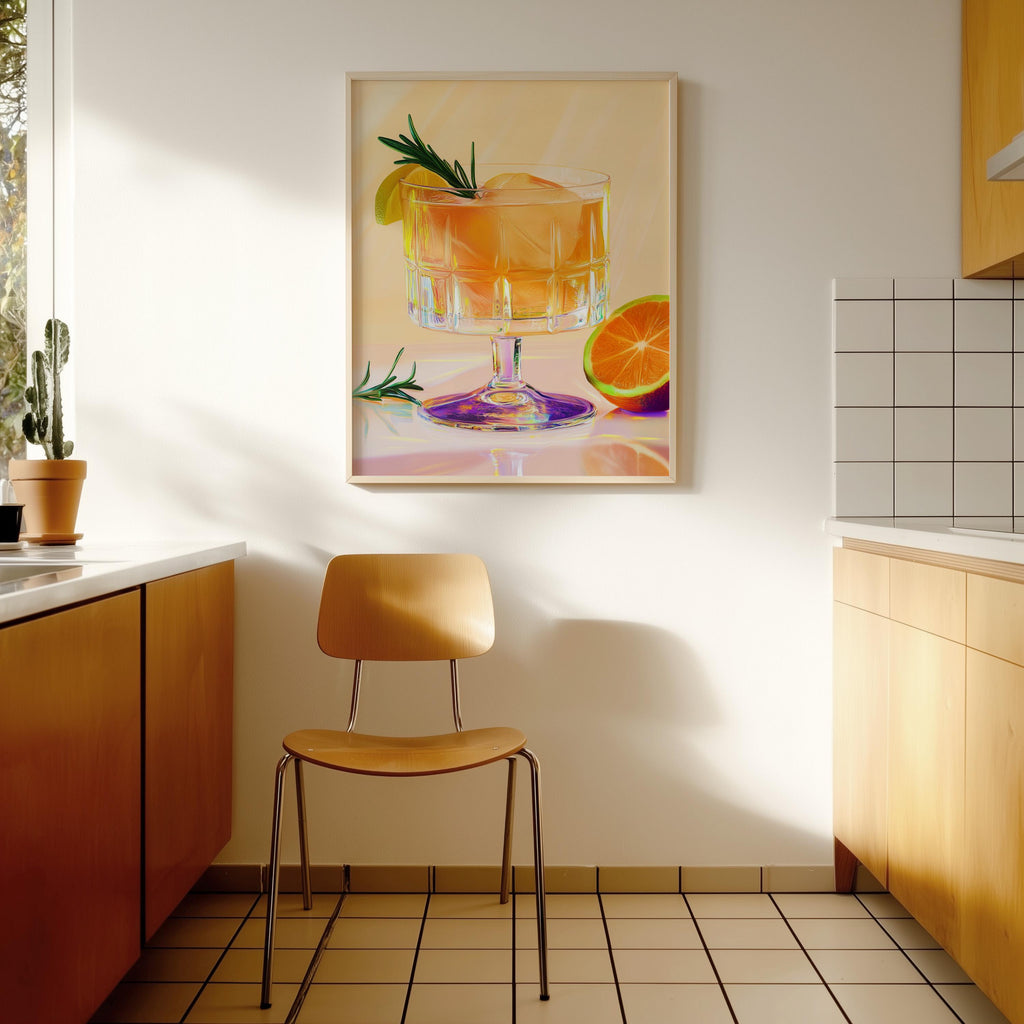 Orange Cocktail Wall Art Print for Kitchen and Bar Decor
