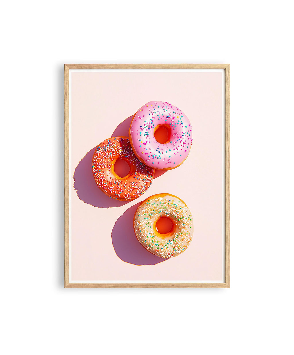 Pink Donut Art Print for Playful Kitchen Decor