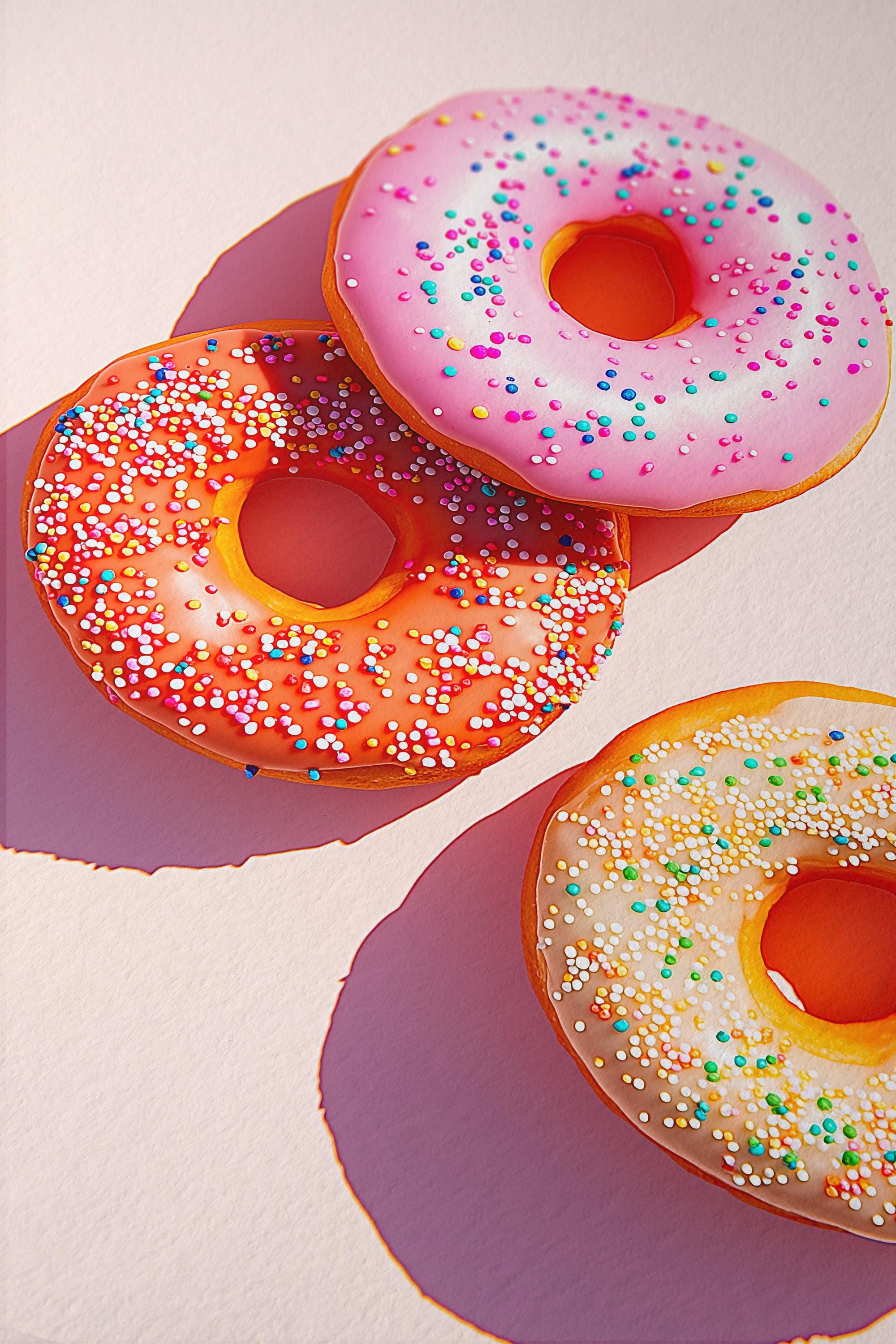 Pink Donut Art Print for Playful Kitchen Decor