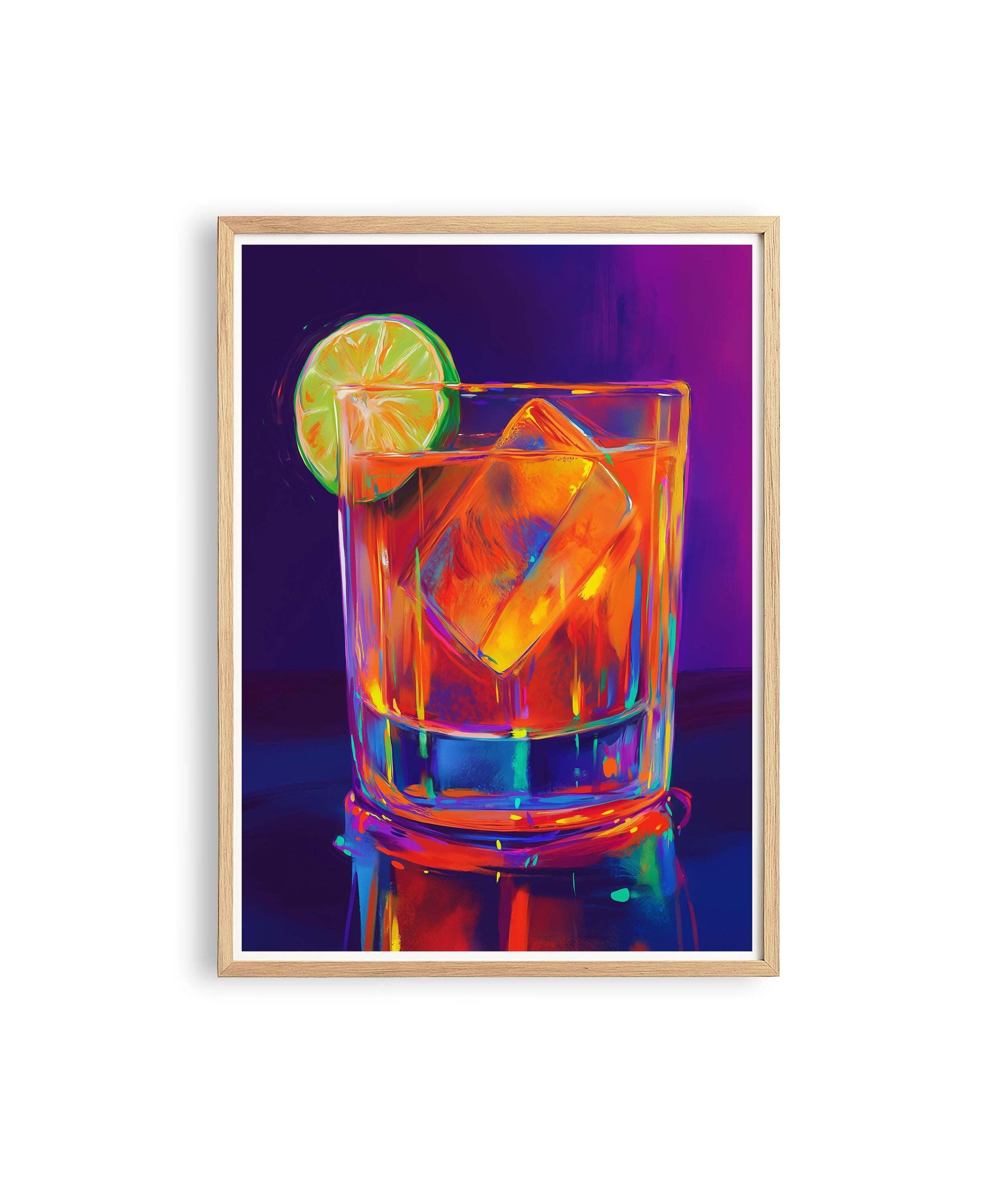 Neon Cocktail Wall Art Print for Kitchen and Bar Decor