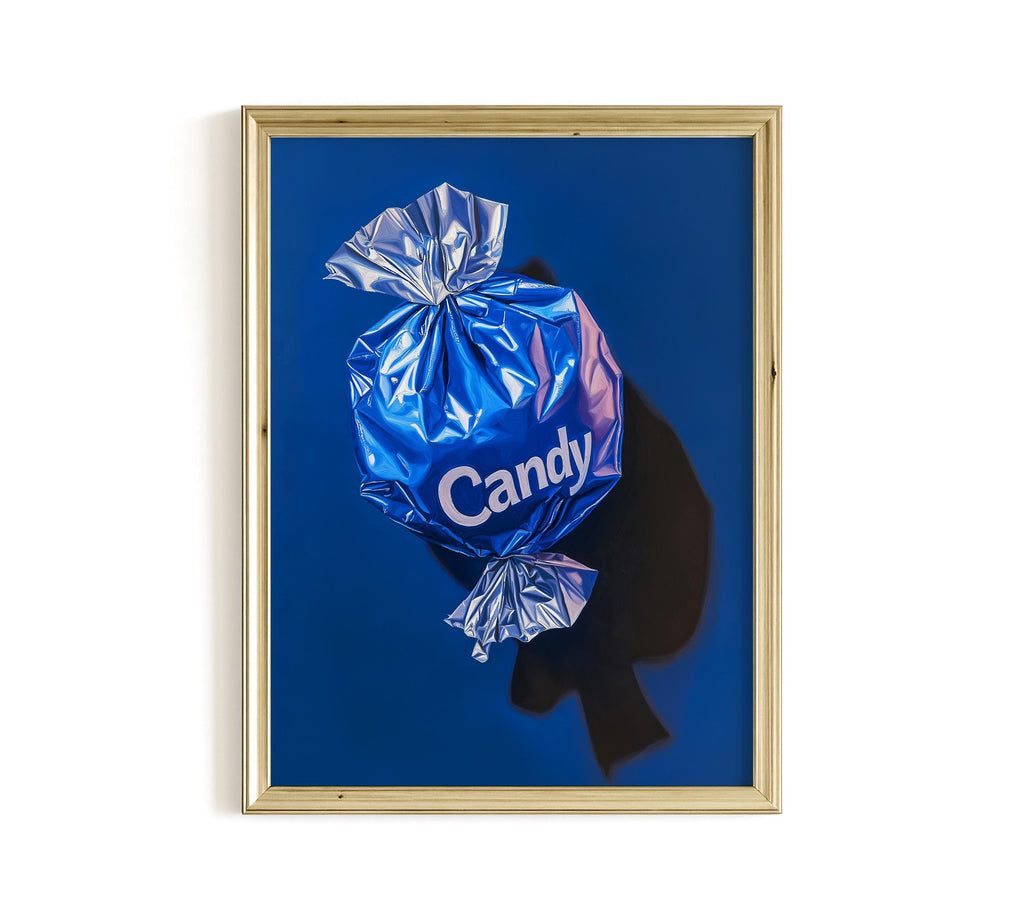 Blue Candy Pop Art Print for Bold Modern Wall Decor