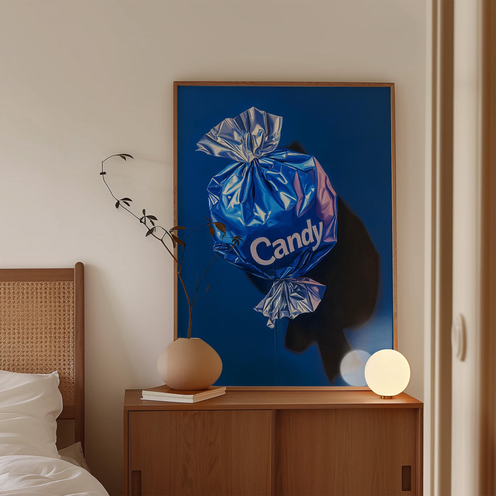 Blue Candy Pop Art Print for Bold Modern Wall Decor