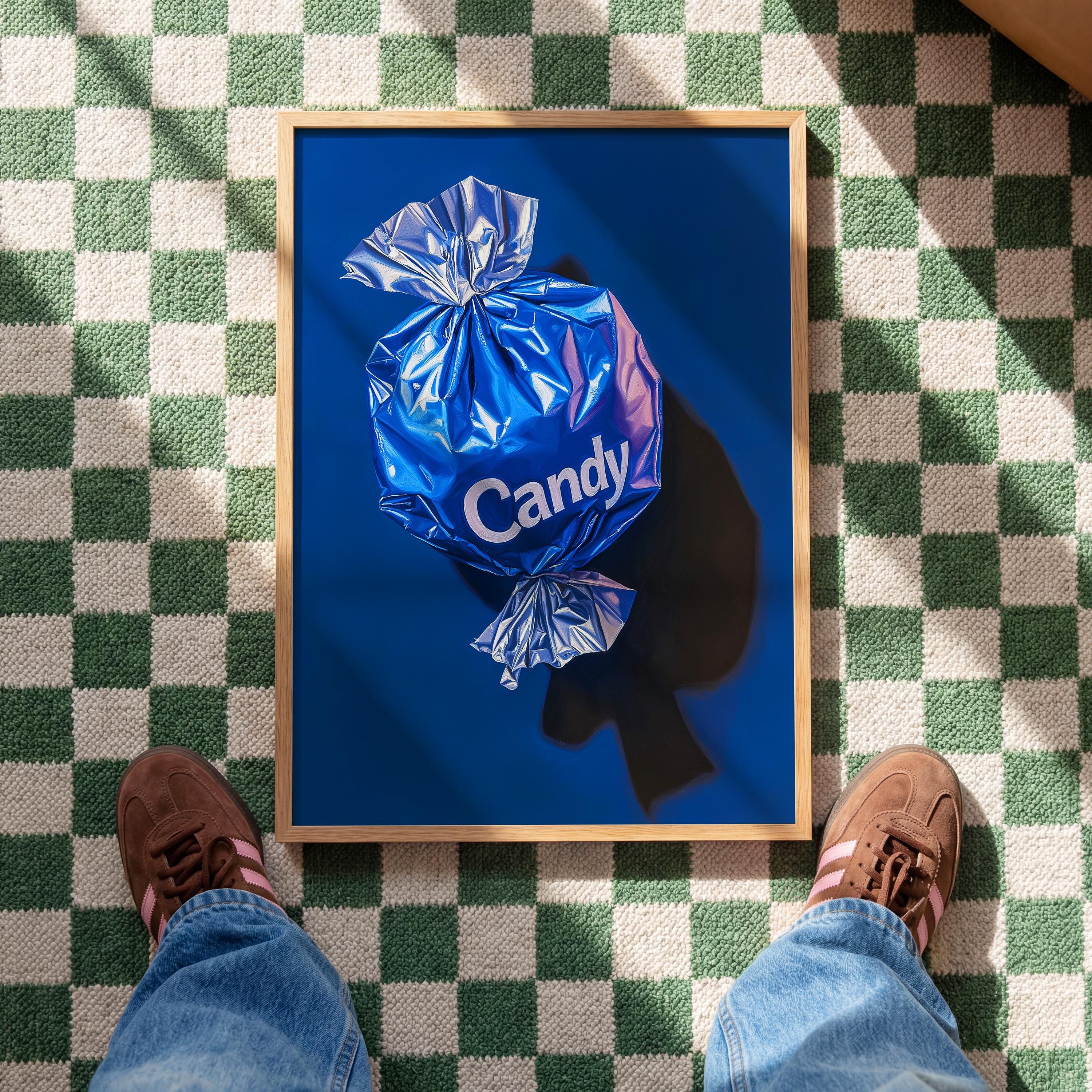 Blue Candy Pop Art Print for Bold Modern Wall Decor