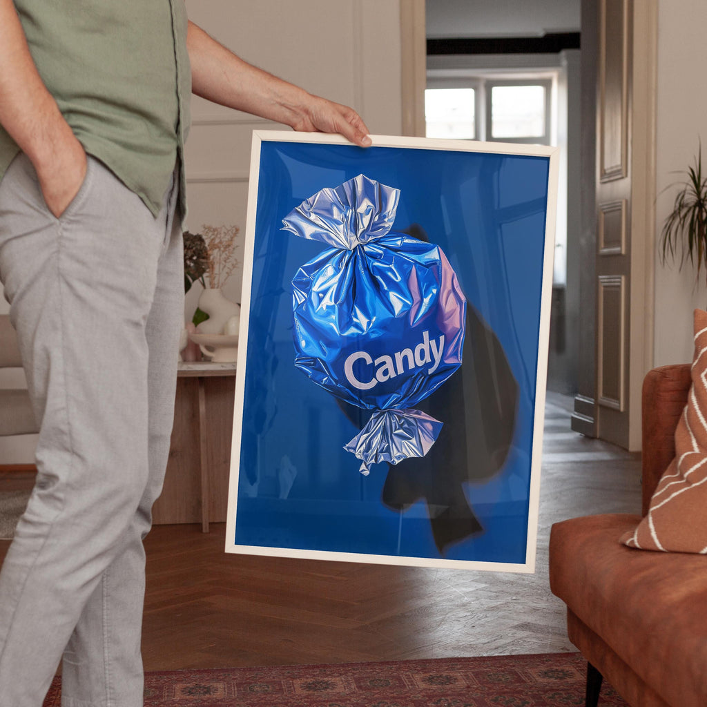 Blue Candy Pop Art Print for Bold Modern Wall Decor