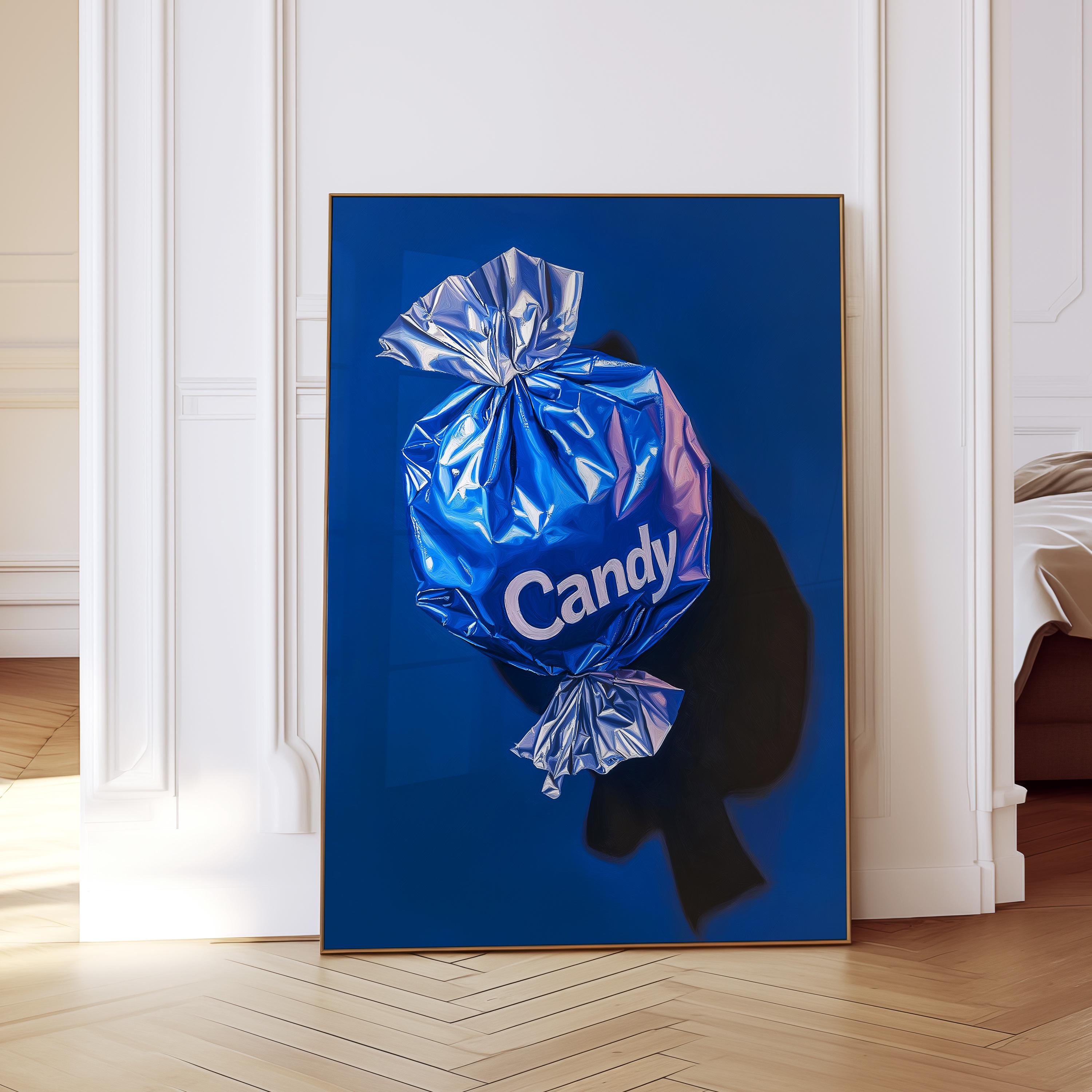 Blue Candy Pop Art Print for Bold Modern Wall Decor