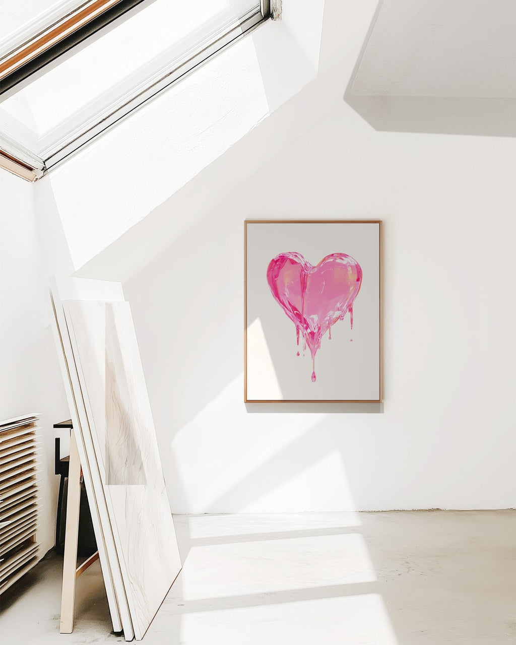 Liquid Love Glossy Pink Heart - Pop Art Print canvas wall art – And A Little More