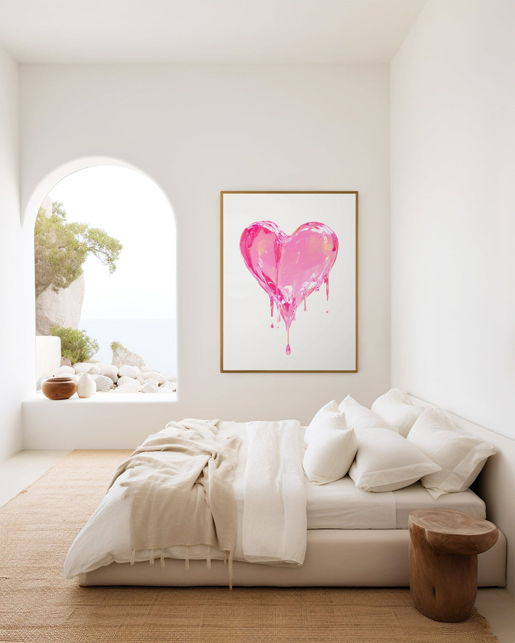 Liquid Love Glossy Pink Heart - Pop Art Print canvas wall art – And A Little More