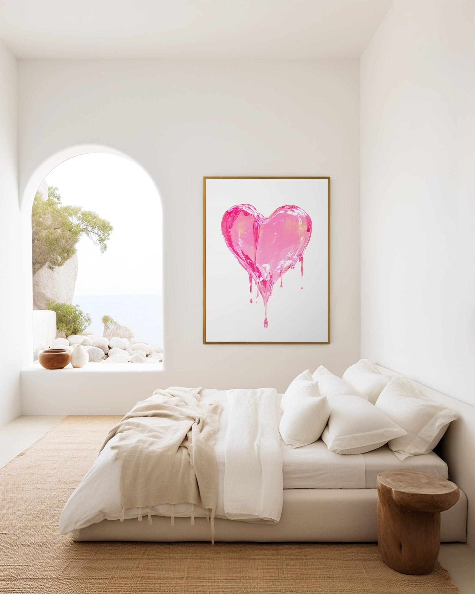 Liquid Love Glossy Pink Heart - Pop Art Print canvas wall art – And A Little More