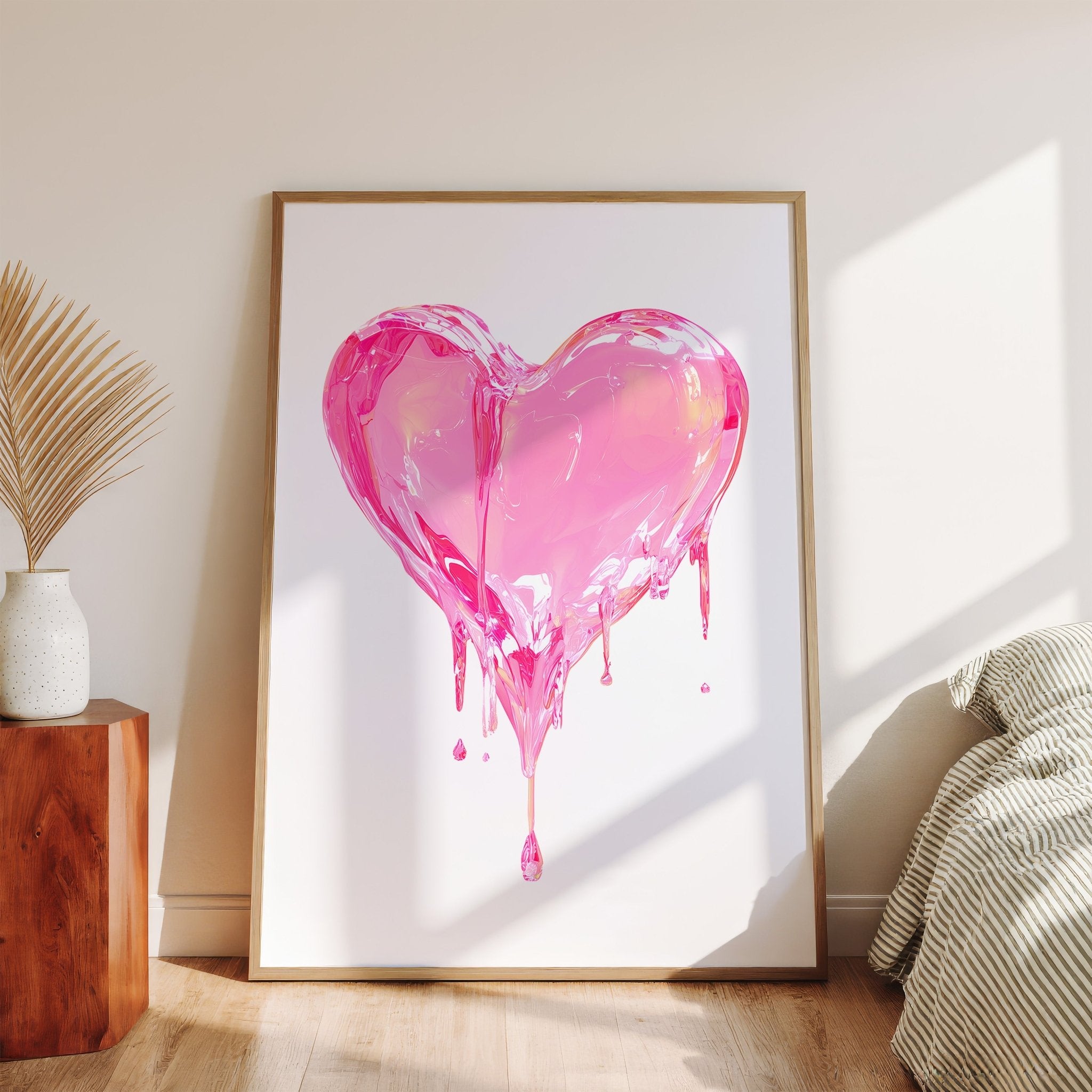 Liquid Love Glossy Pink Heart - Pop Art Print canvas wall art – And A Little More