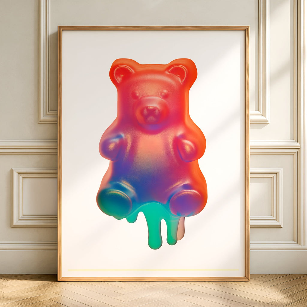 Melting Rainbow Gummy Bear Art Print canvas wall art – And A Little More