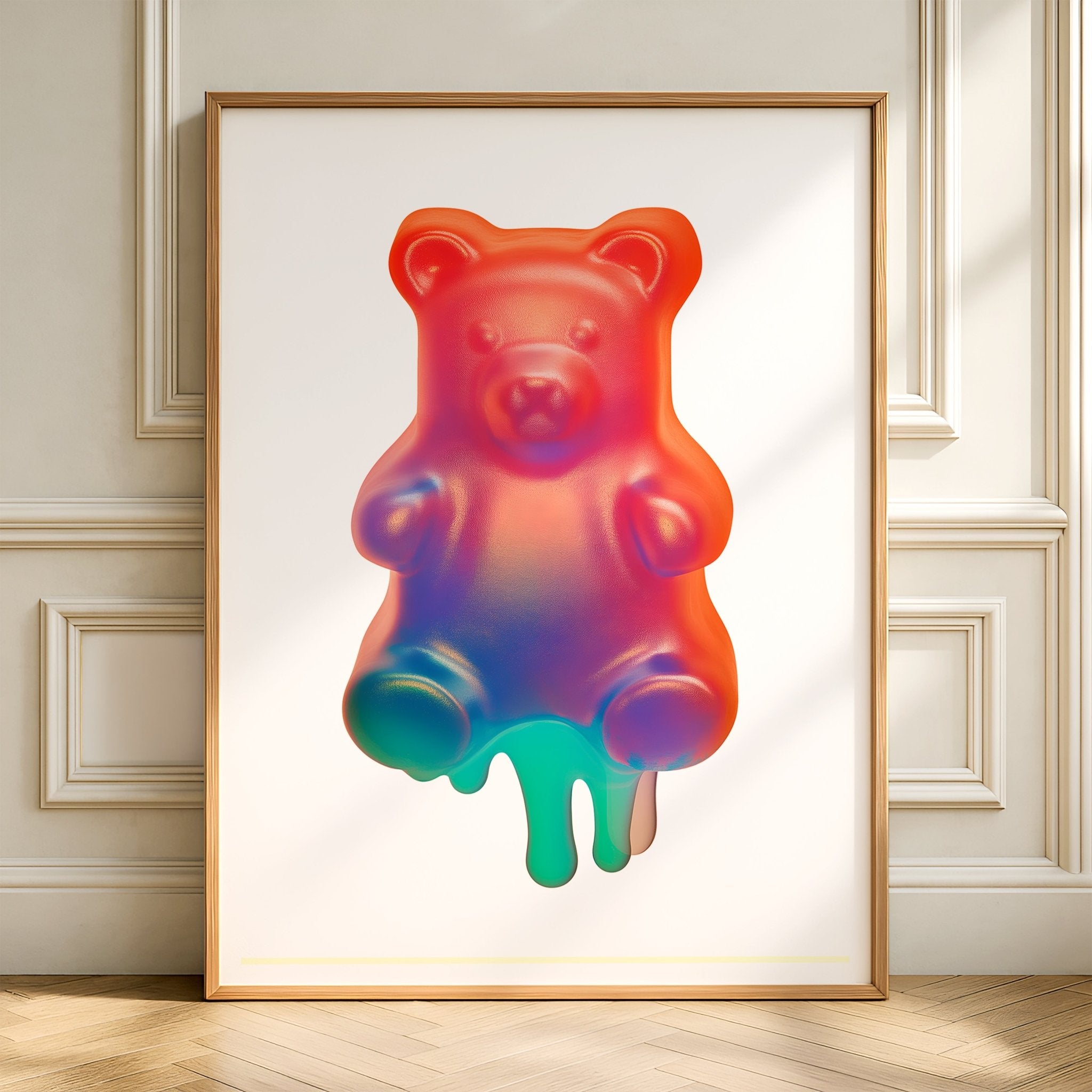 Melting Rainbow Gummy Bear Art Print canvas wall art – And A Little More