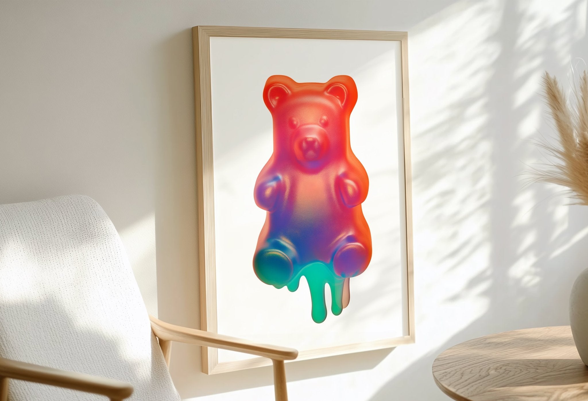 Melting Rainbow Gummy Bear Art Print canvas wall art – And A Little More