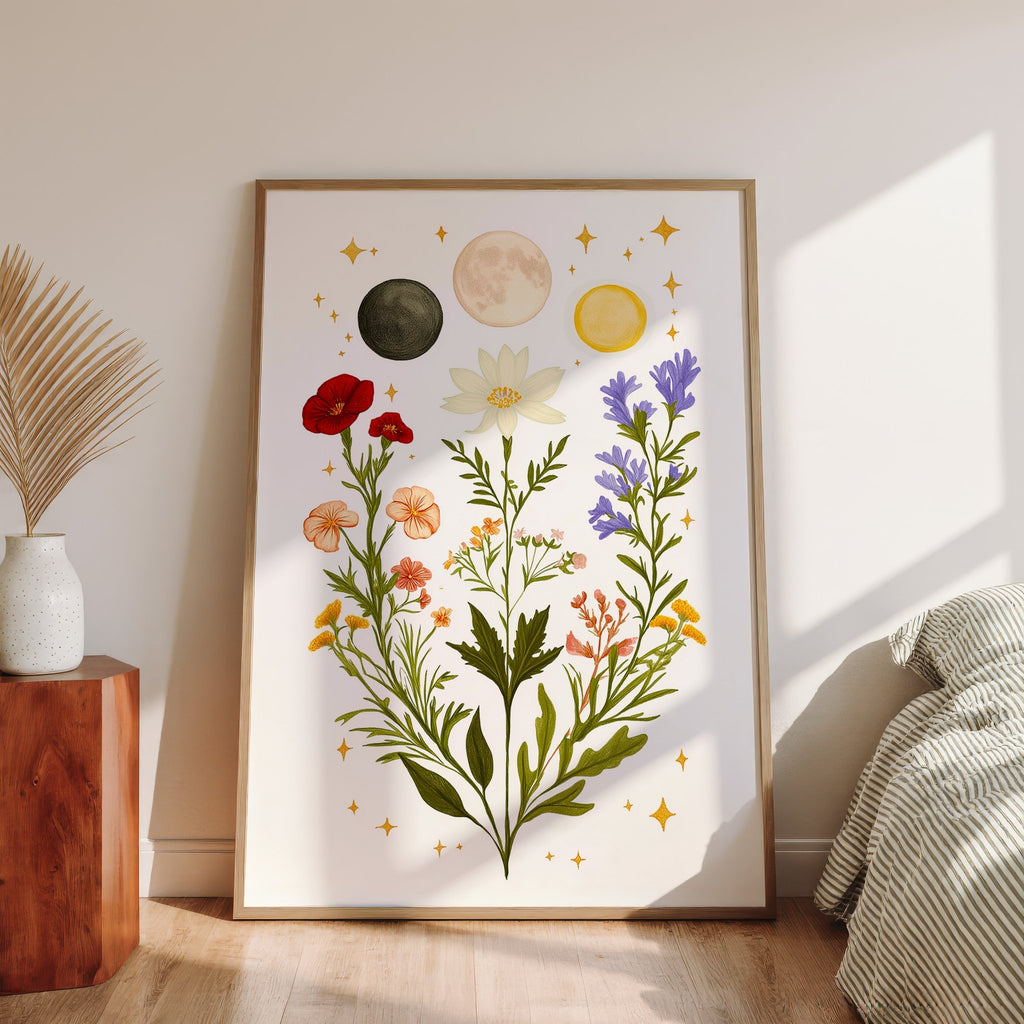 Moon Phases Botanical Art Print canvas wall art – And A Little More
