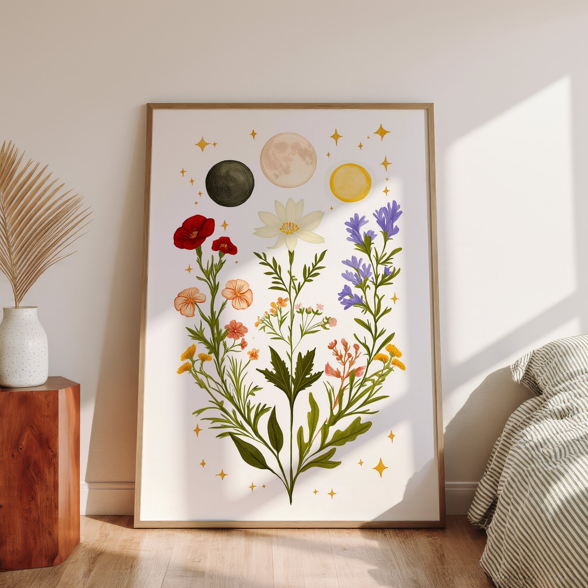 Moon Phases Botanical Art Print canvas wall art – And A Little More