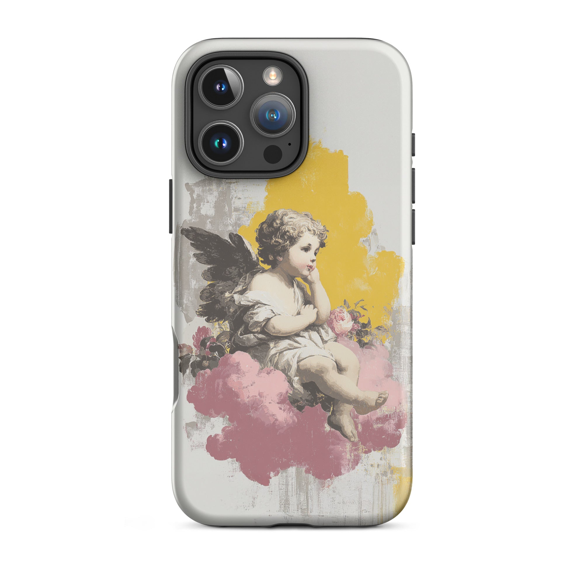 romantic vintage angel iPhone case design with soft color palette