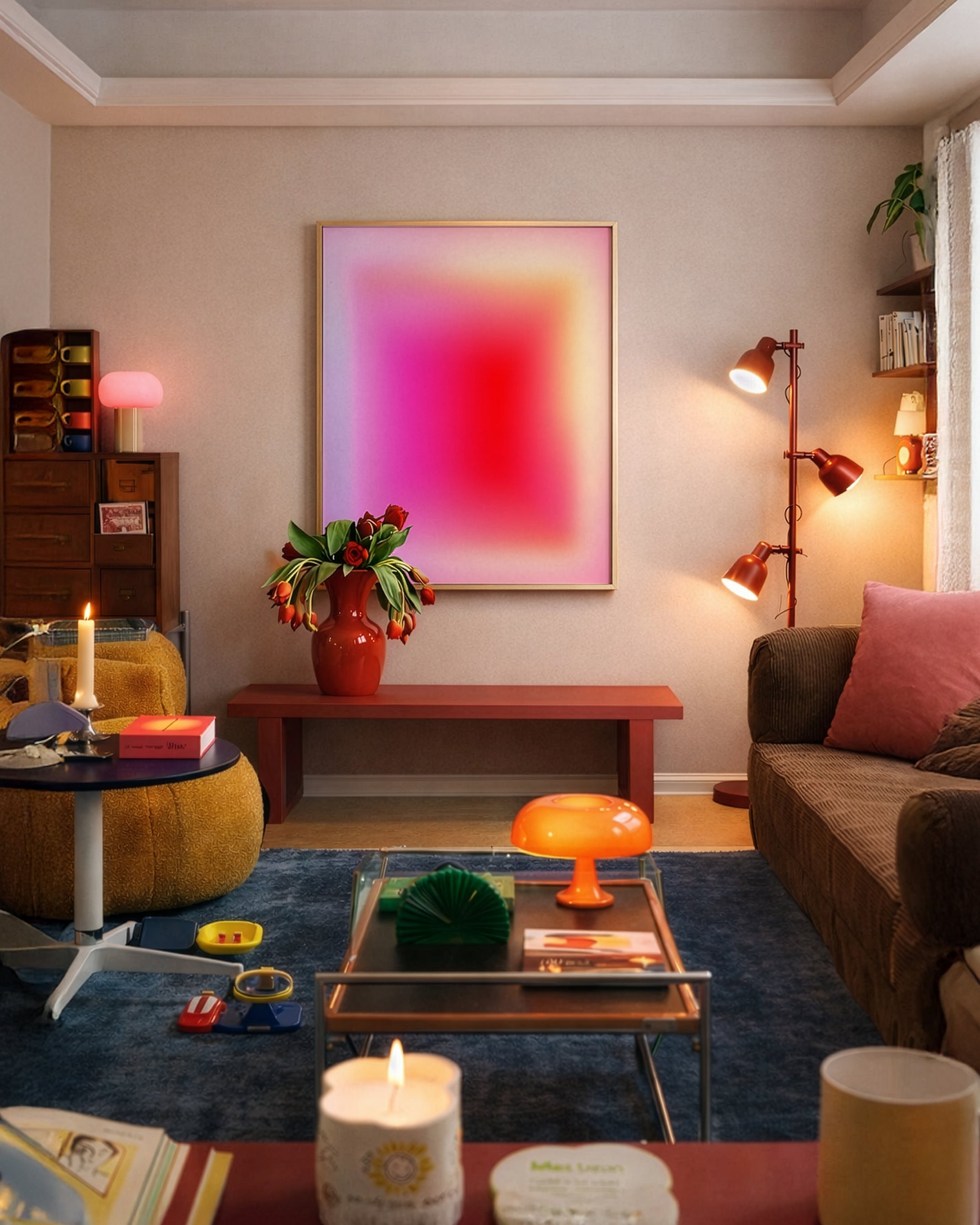 Pink Red Gradient Abstract Wall Art