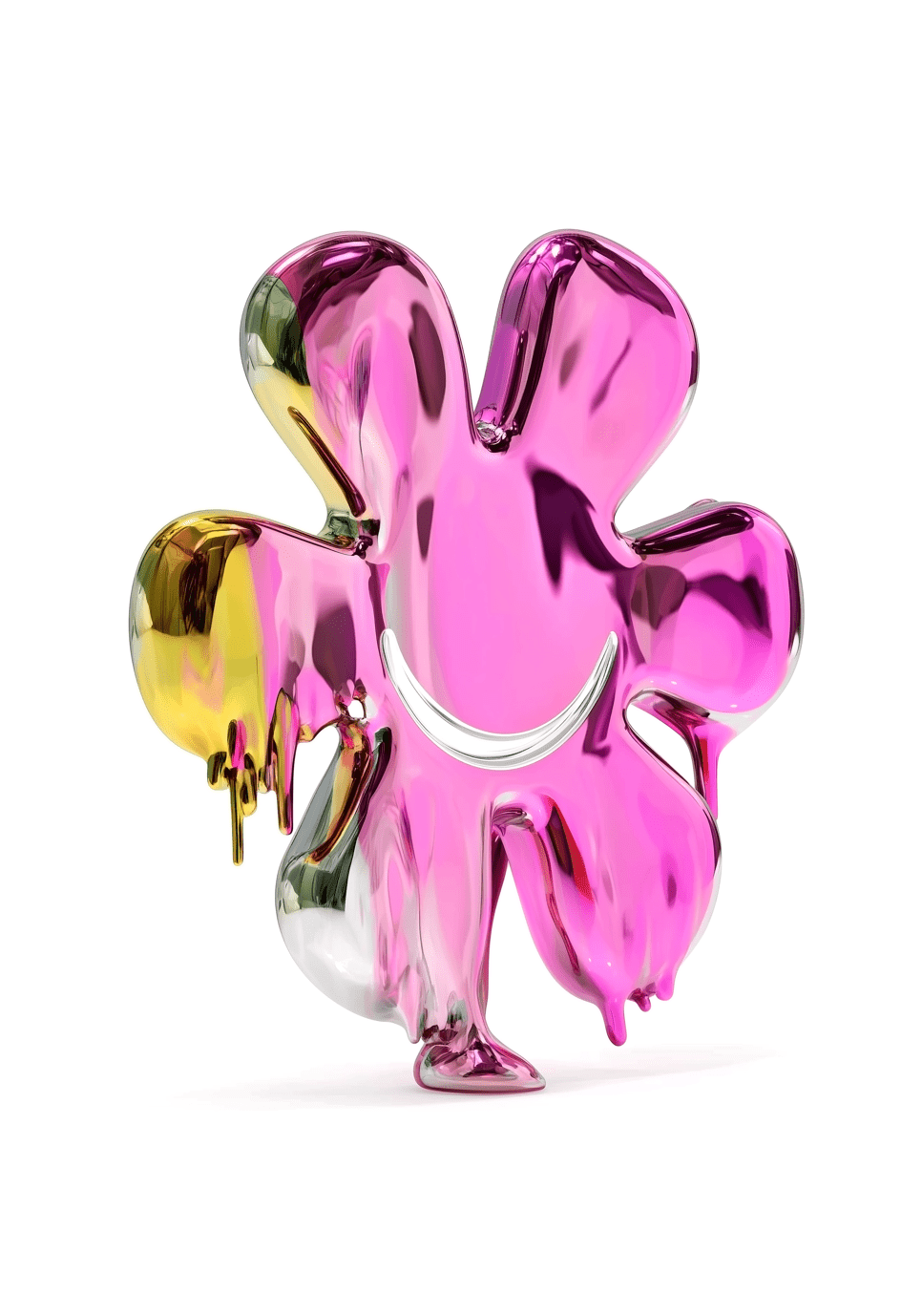 Pink Chrome Smile Flower - Pop Art Print canvas wall art – And A Little More