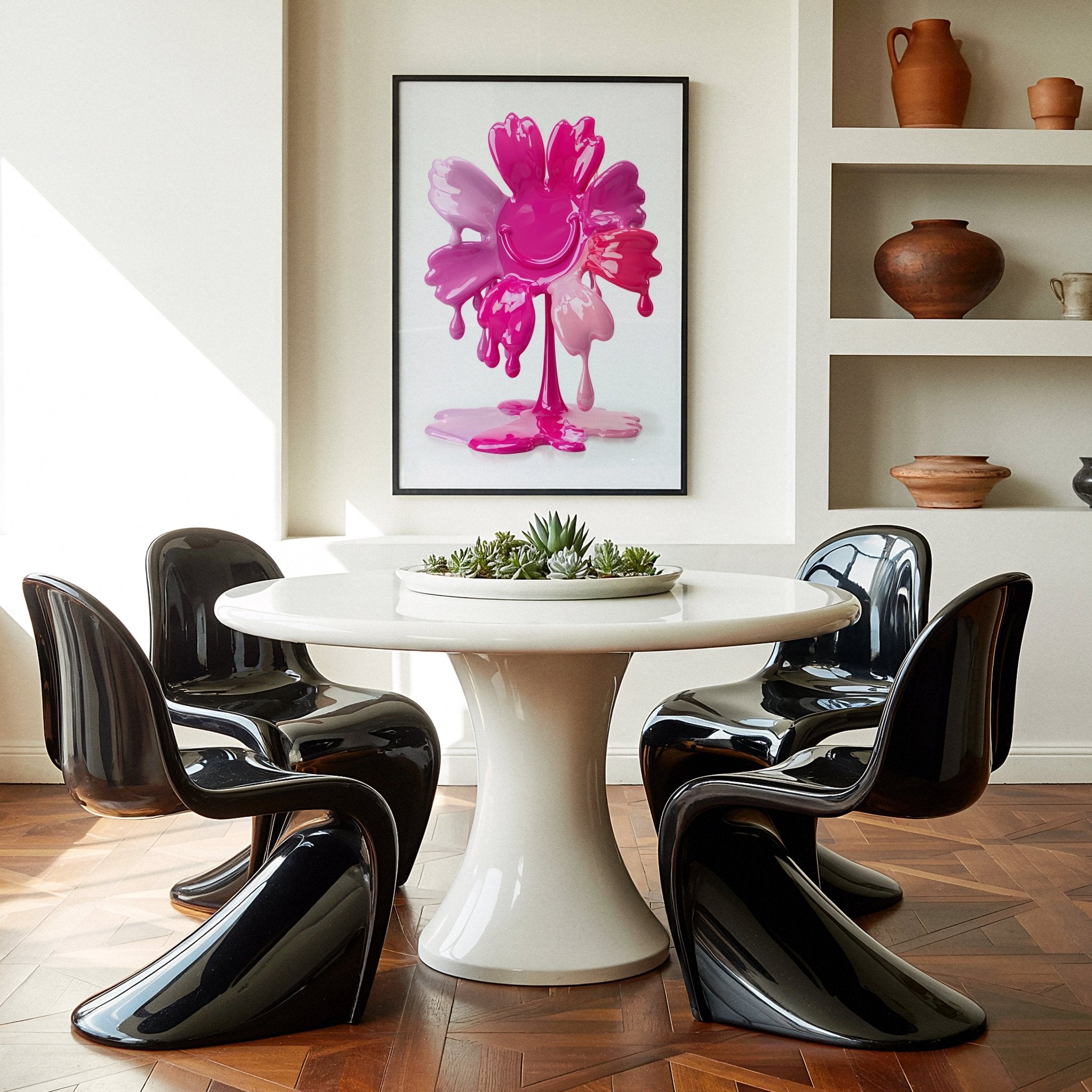 Pink Drip Flower Art Print – Modern Abstract canvas wall art – And A Little More