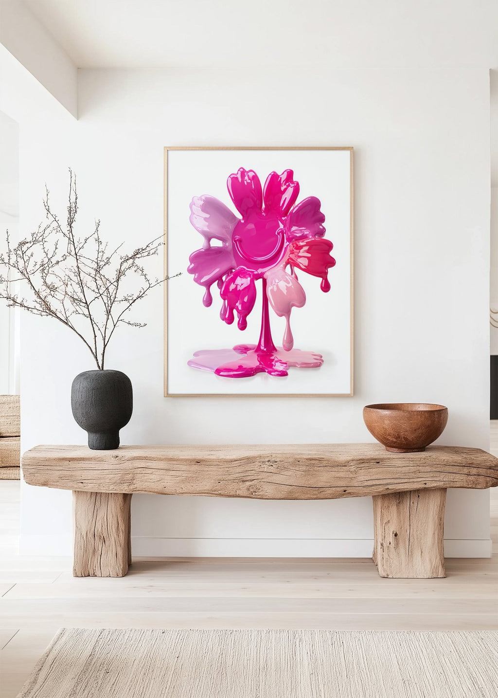 Pink Drip Flower Art Print – Modern Abstract canvas wall art – And A Little More