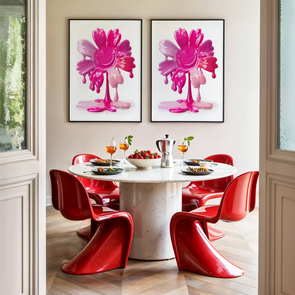 Pink Drip Flower Art Print – Modern Abstract canvas wall art – And A Little More