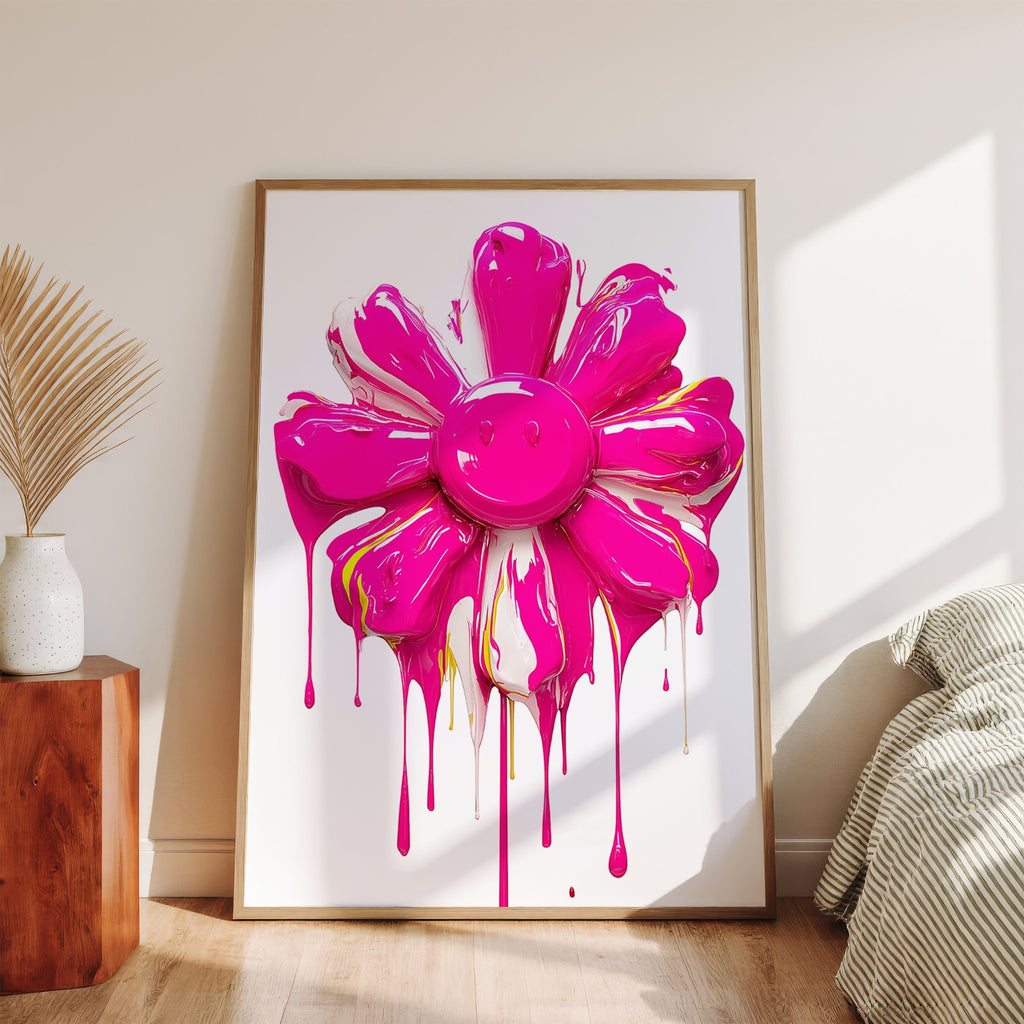 Pink Dripping Flower - Pop Art Print canvas wall art – And A Little More